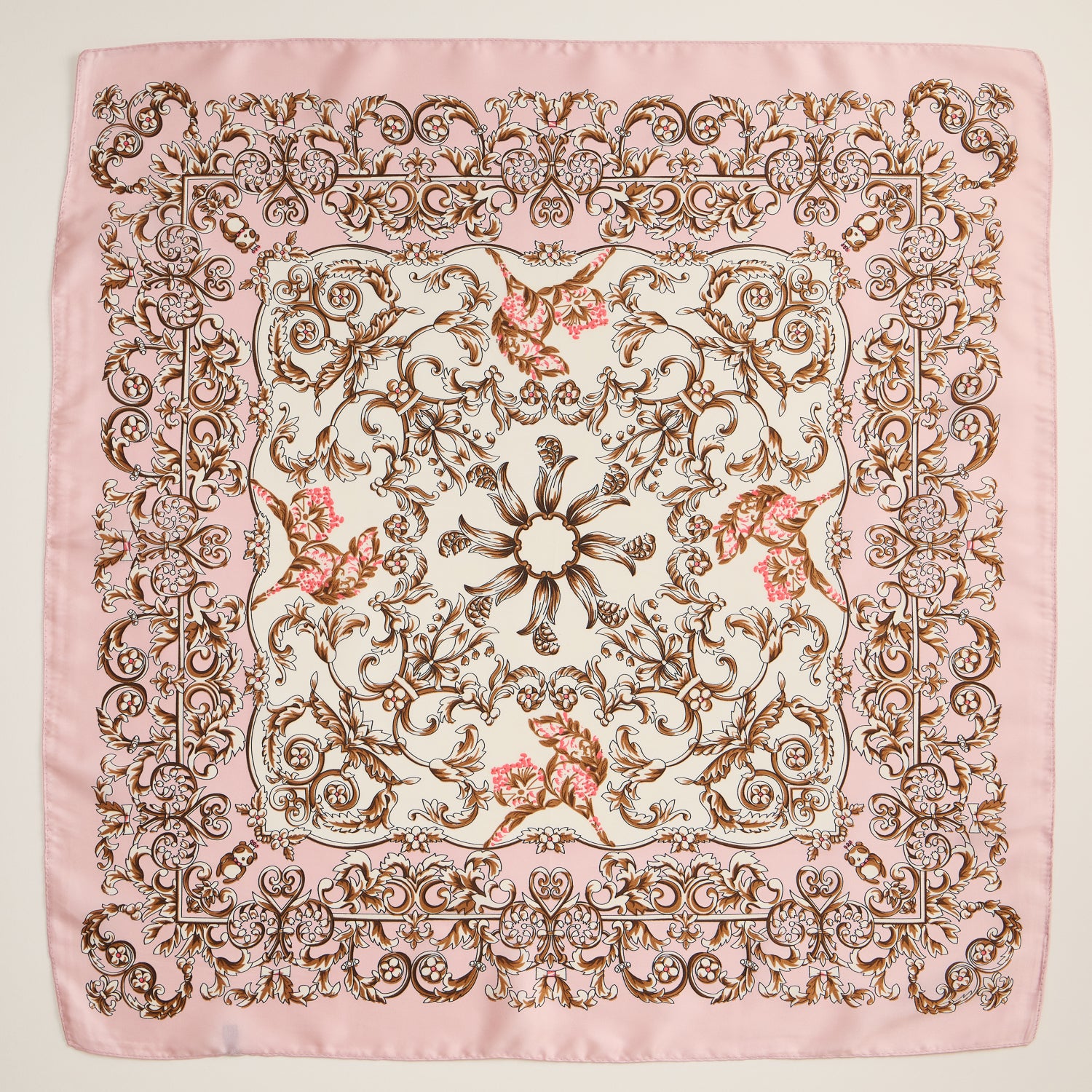 Baroque Silk-Texture Scarf – Elegant Square Accessory for Timeless Style