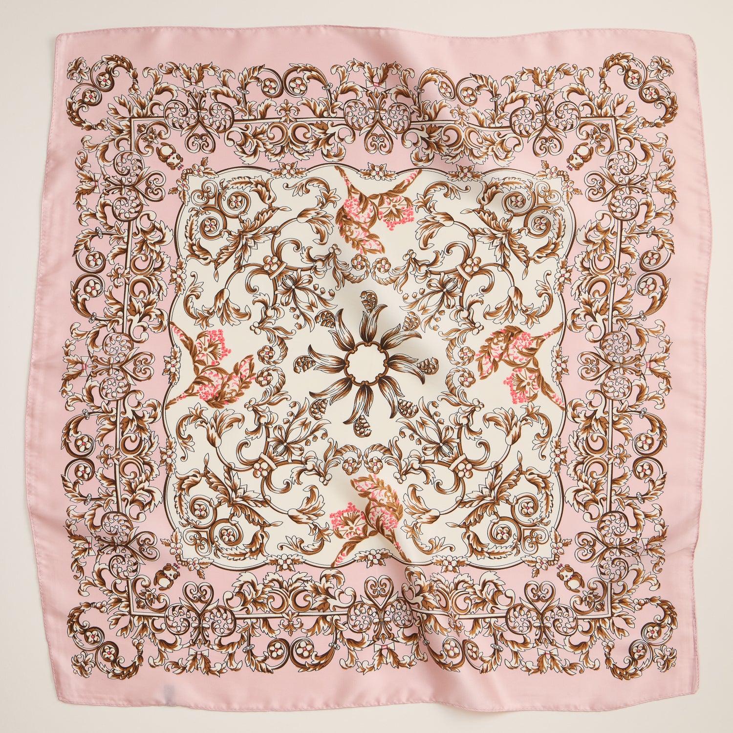 Baroque Silk-Texture Scarf – Elegant Square Accessory for Timeless Style
