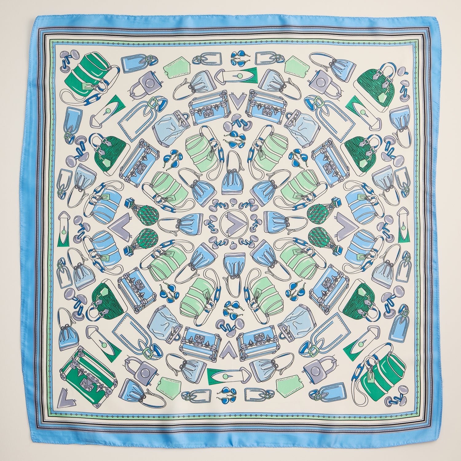 Handbag Motif Square Scarf – Fashion-Inspired Design in Silk-Feel Fabric