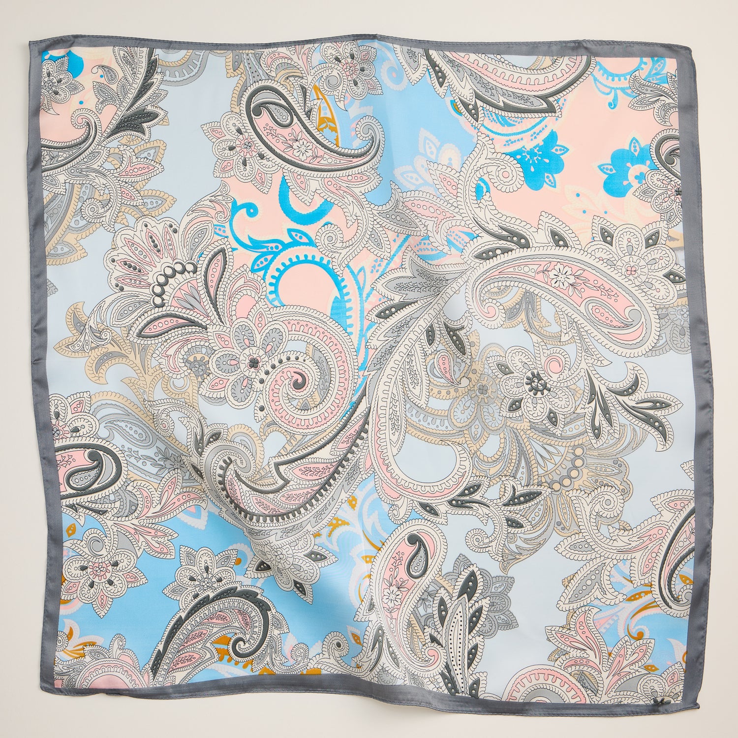 Paisley Floral Square Scarf – Soft and Elegant Silk-Feel Accessory - Frem