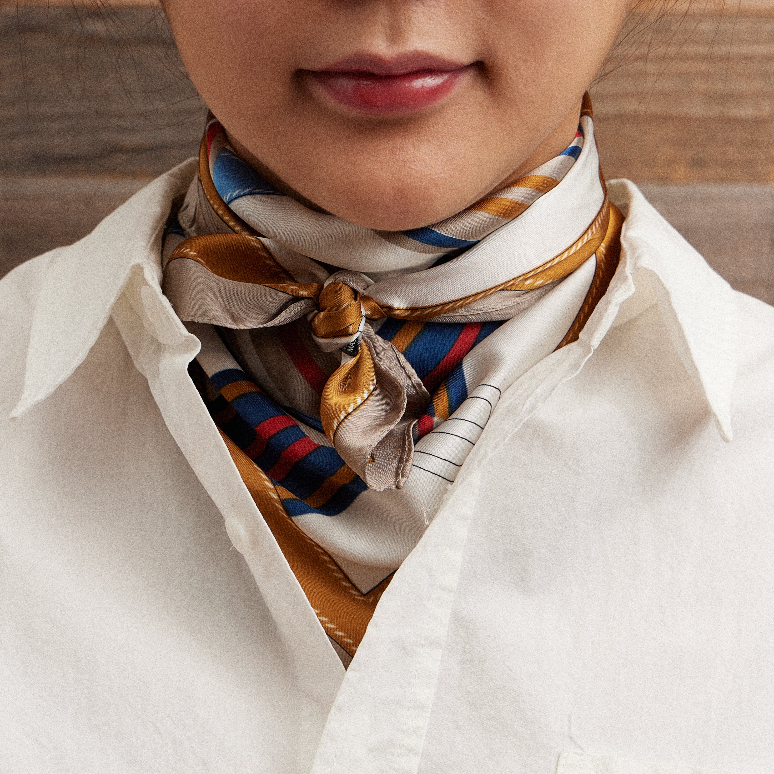 Belt and Bridle Scarf – Equestrian-Inspired Silk-Feel Square Design