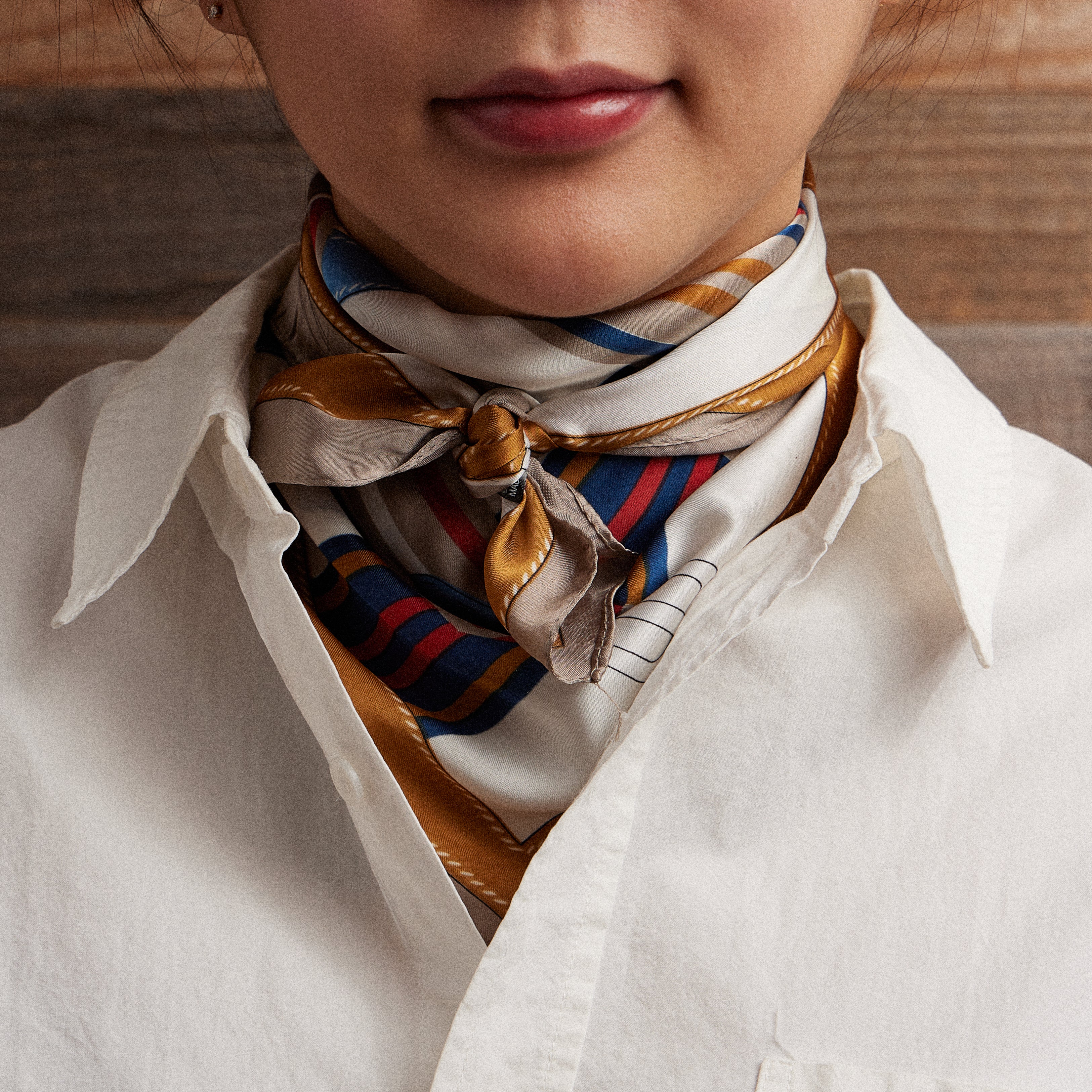 Belt and Bridle Scarf – Equestrian-Inspired Silk-Feel Square Design