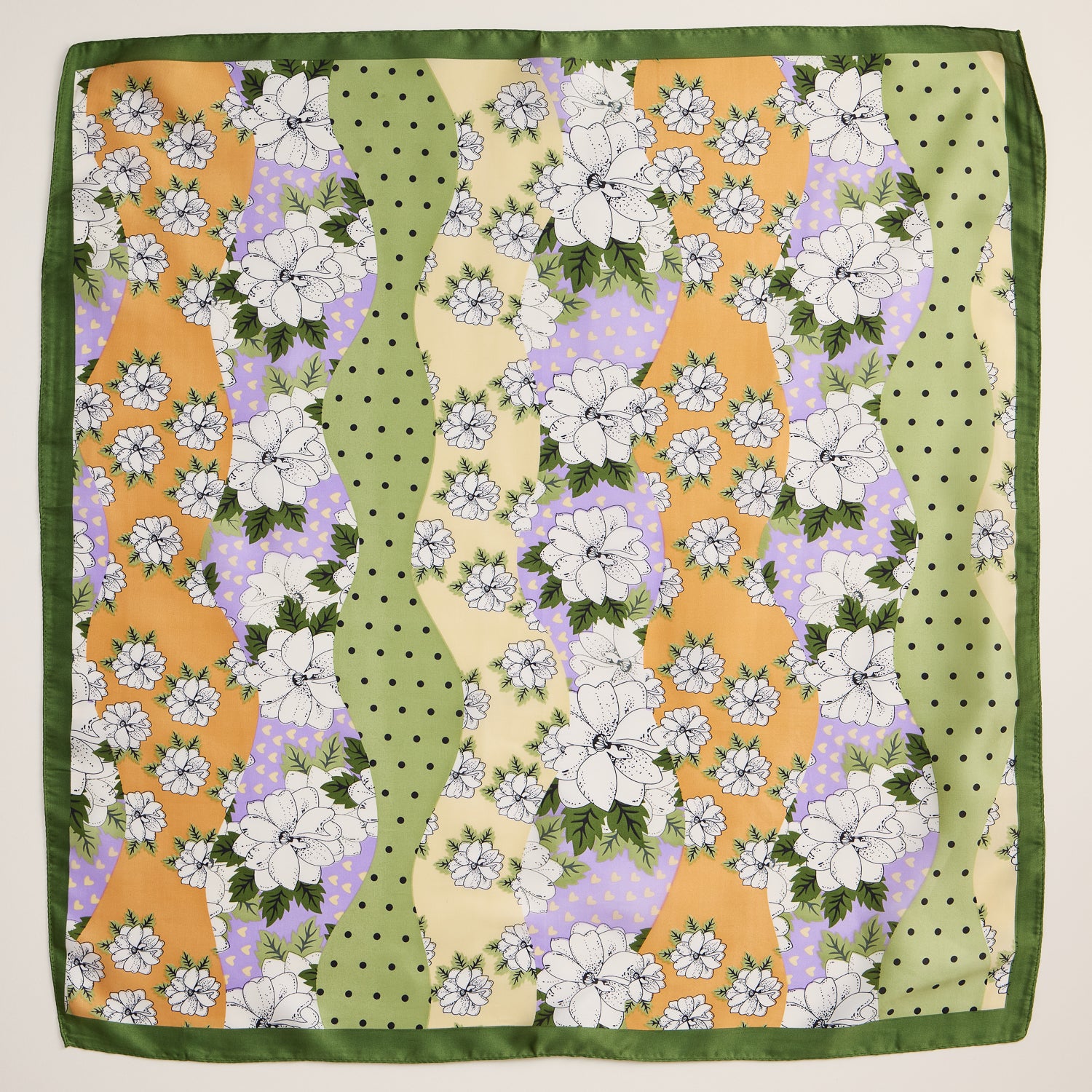 Retro-Inspired Floral Scarf – Colorful Silk-Feel Square Accessory
