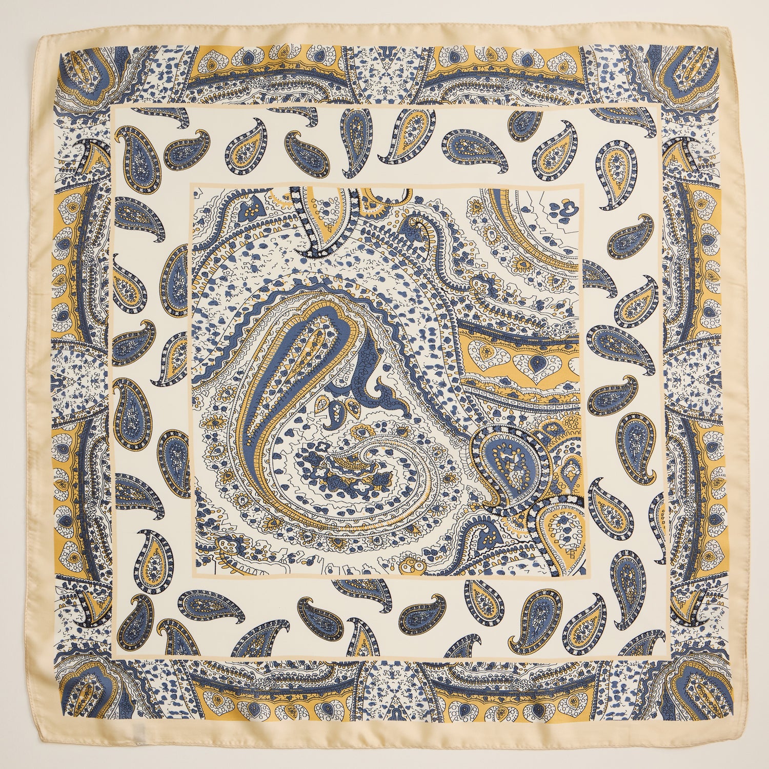 Boho Paisley Square Scarf – Lightweight Silk-Feel with Vintage-Inspired Design