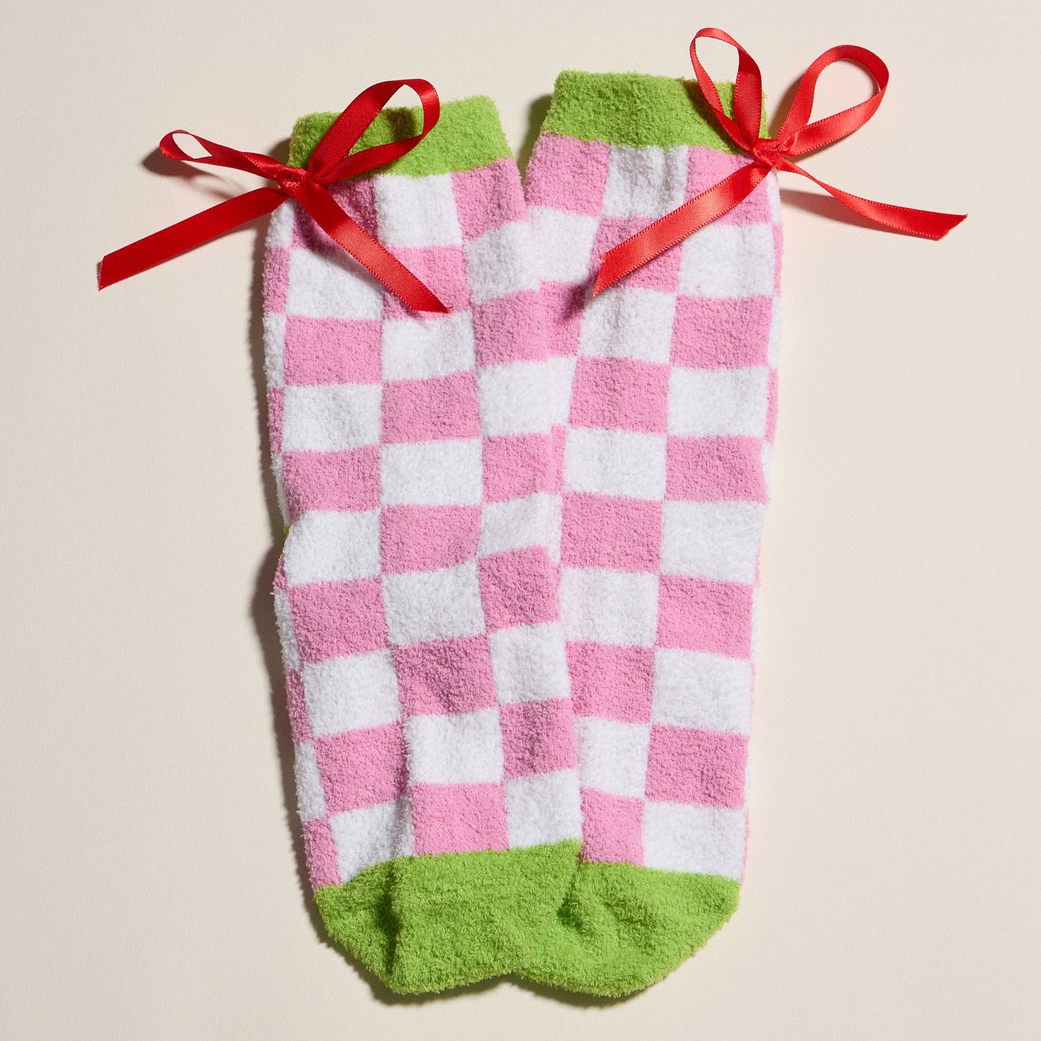 Festive Fuzzy Sock Set with Playful Green Character Designs