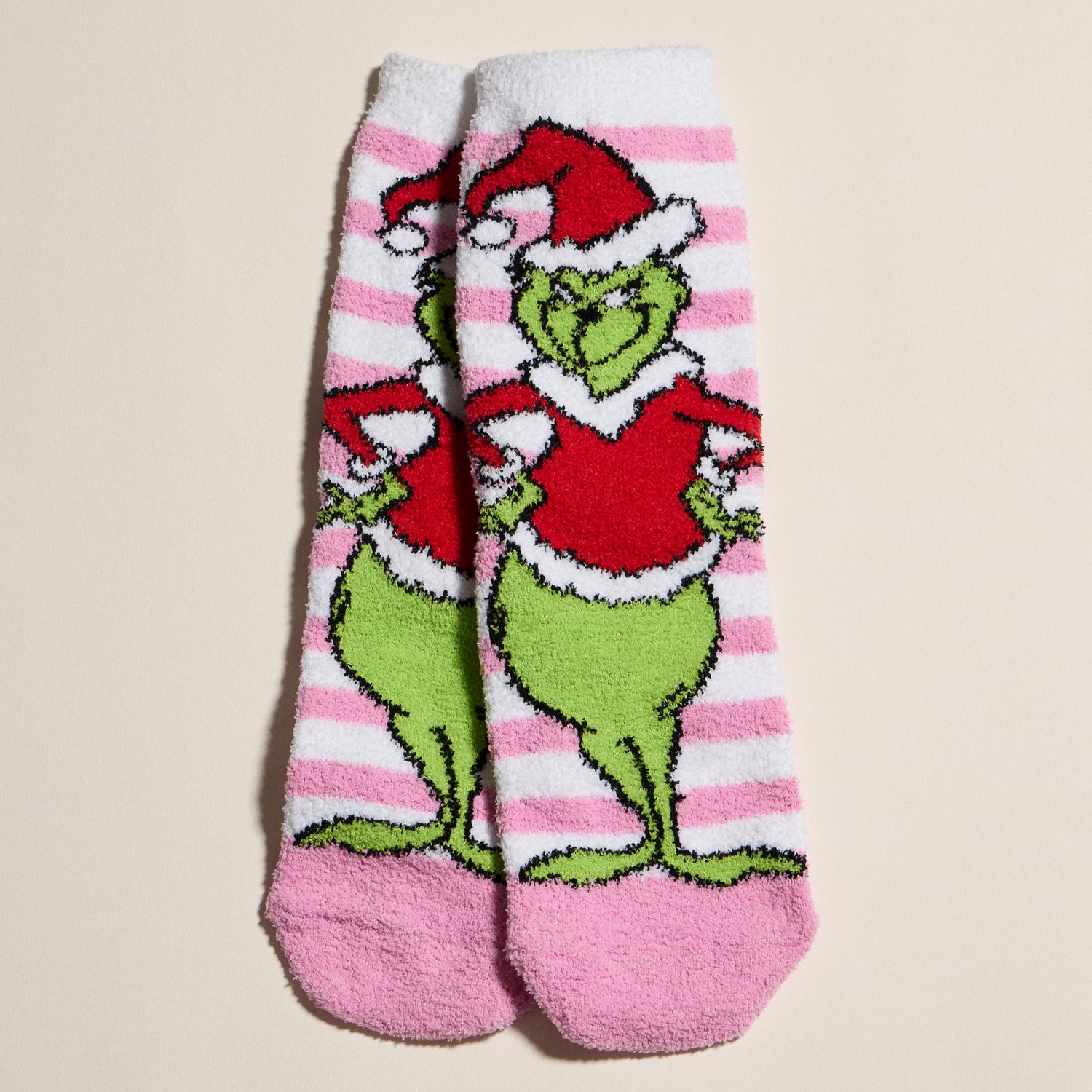 Festive Fuzzy Sock Set with Playful Green Character Designs
