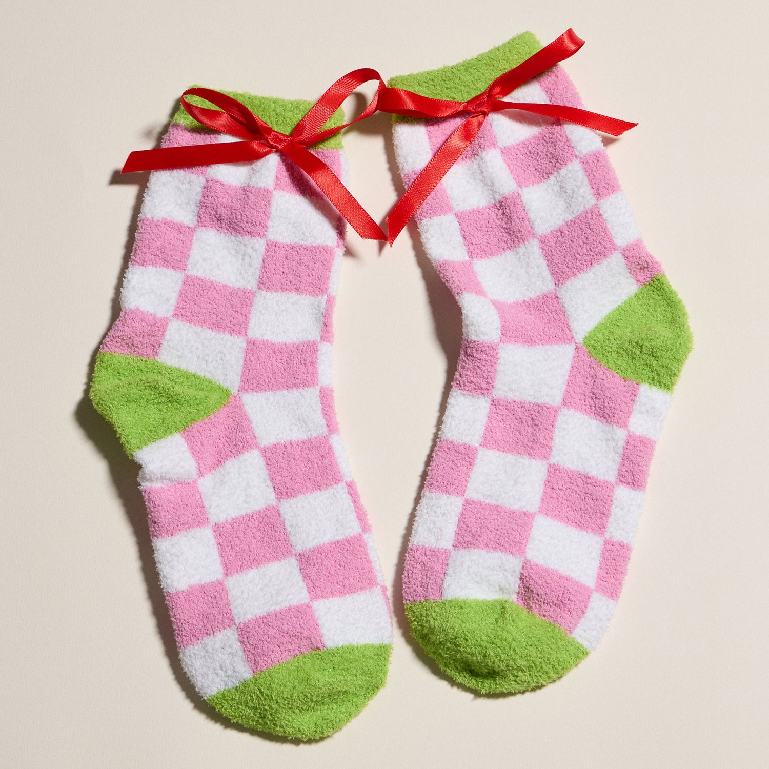 Festive Fuzzy Sock Set with Playful Green Character Designs