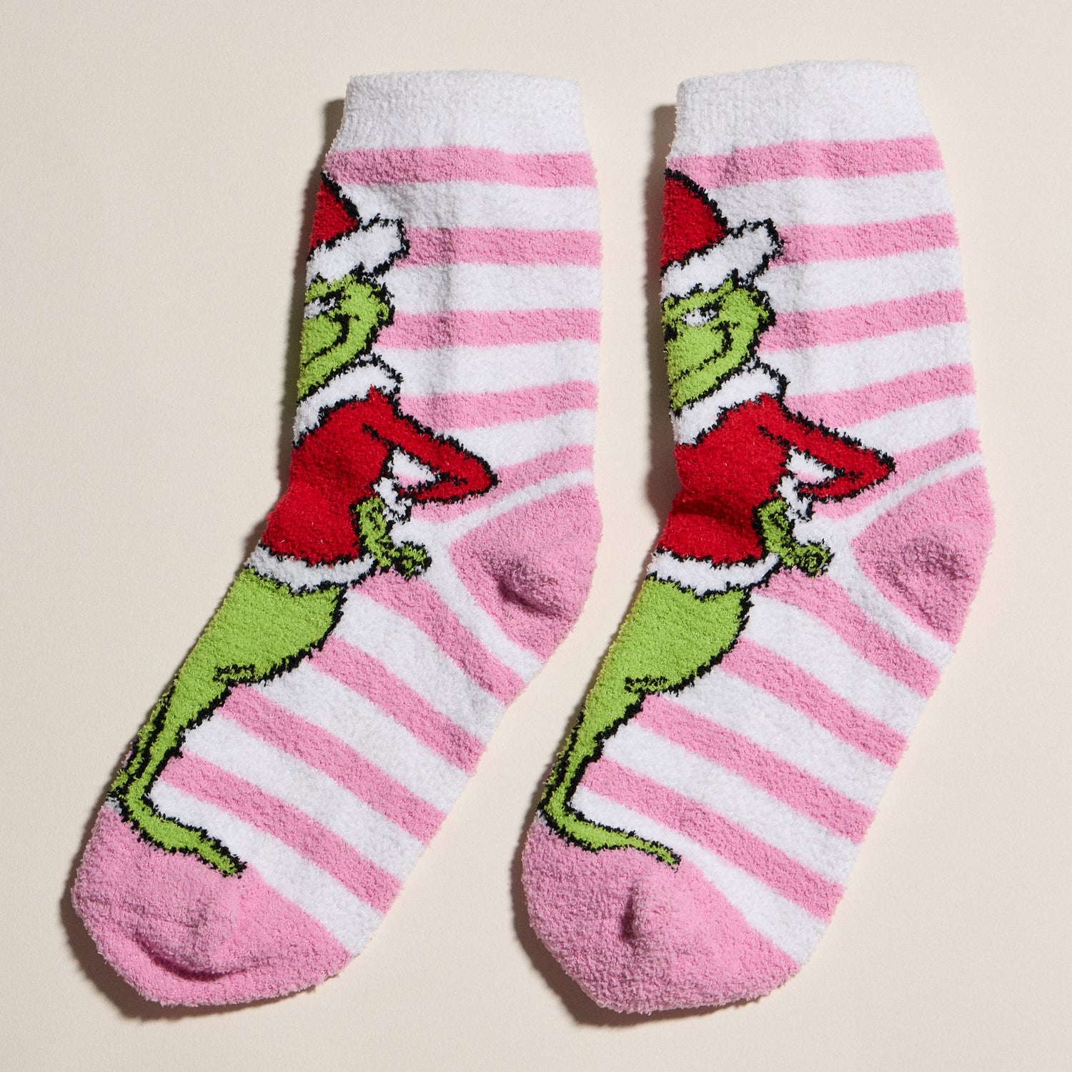 Festive Fuzzy Sock Set with Playful Green Character Designs