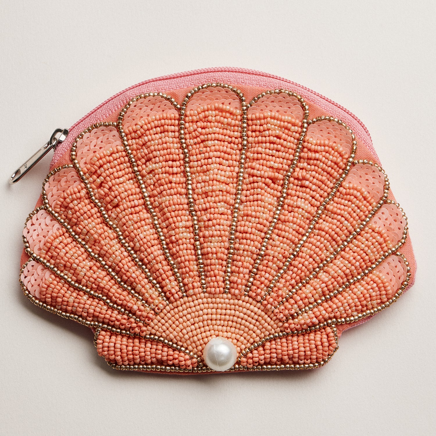 Seashell Beaded Coin Purse with Pearl Accent - Frem