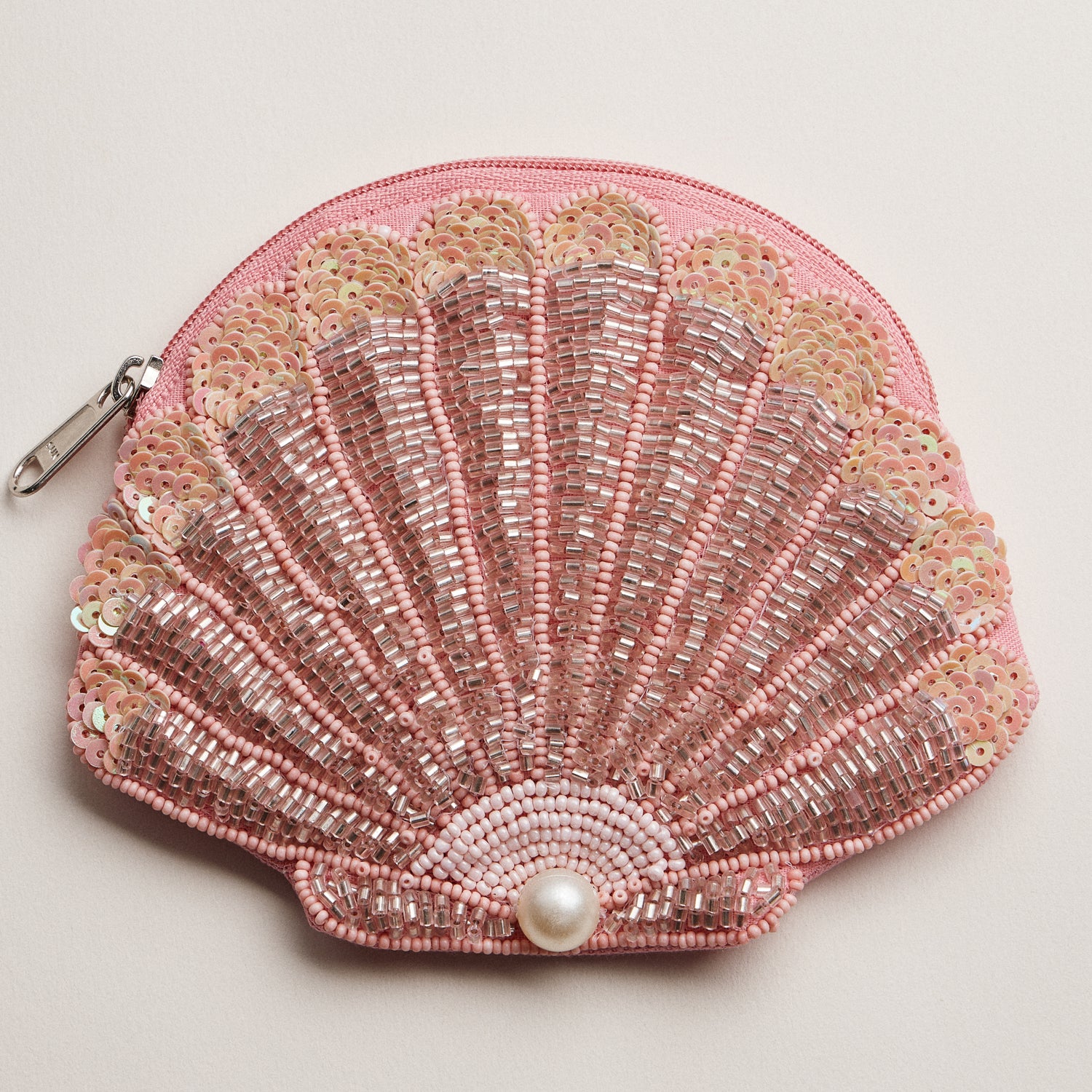 Seashell Beaded Coin Purse with Pearl Accent - Frem