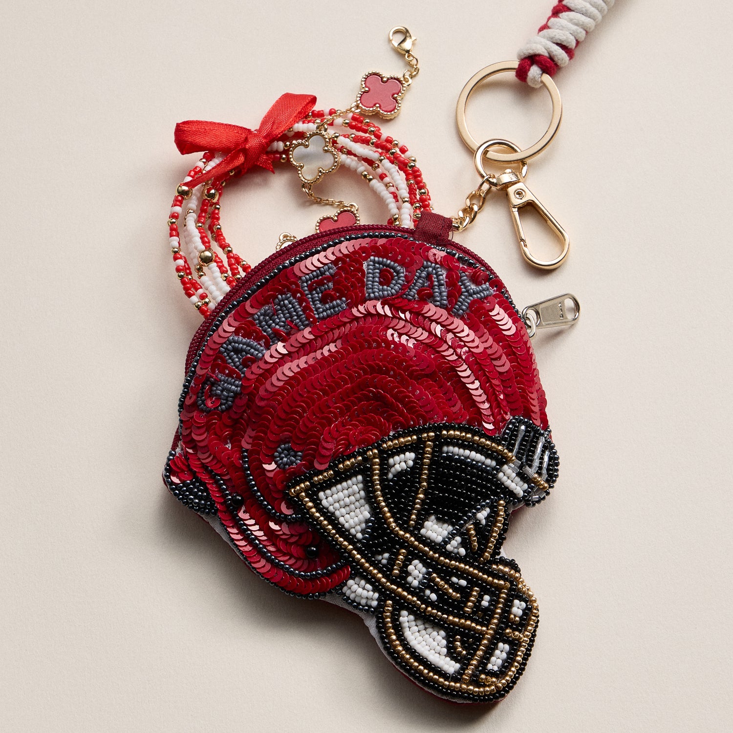 Game Day Beaded Helmet Keychain Pouch – Team Colors - Frem