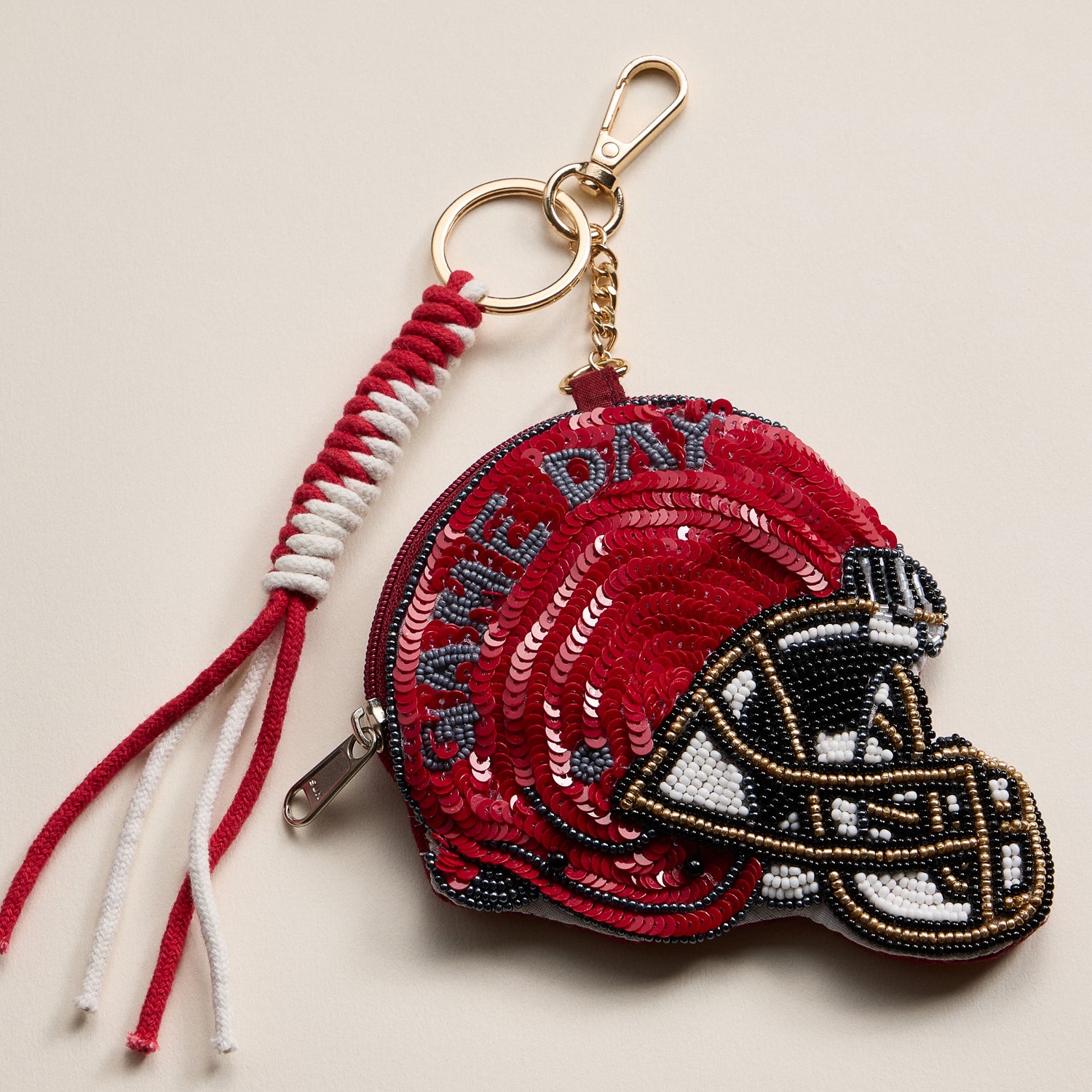 Game Day Beaded Helmet Keychain Pouch – Team Colors - Frem