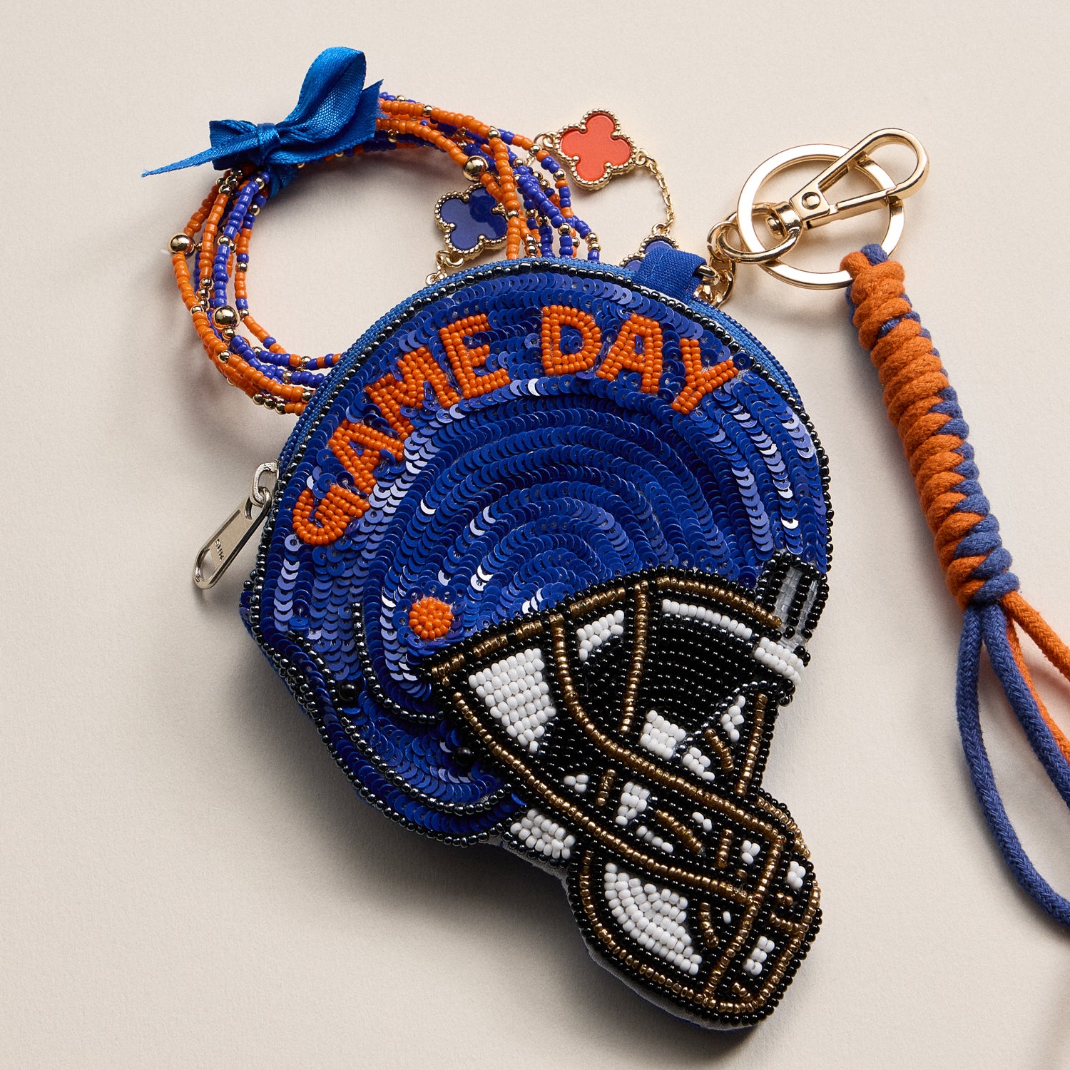 Game Day Beaded Helmet Keychain Pouch – Team Colors - Frem