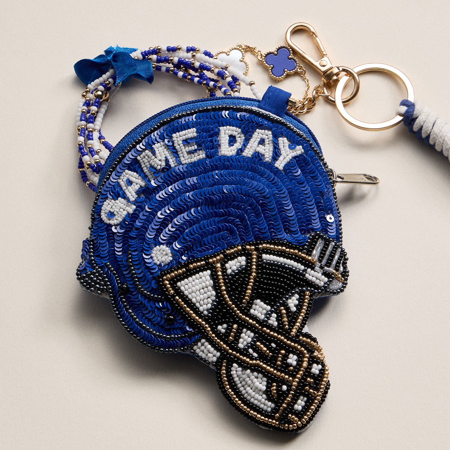 Game Day Beaded Helmet Keychain Pouch – Team Colors - Frem