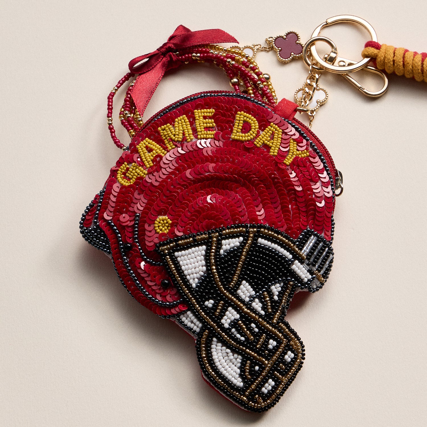 Game Day Beaded Helmet Keychain Pouch – Team Colors - Frem