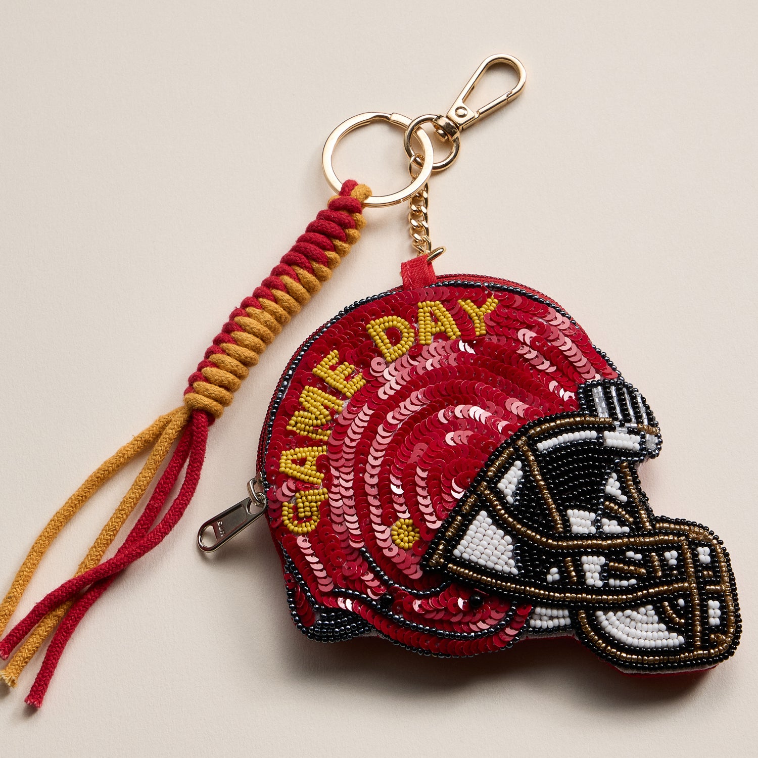 Game Day Beaded Helmet Keychain Pouch – Team Colors - Frem