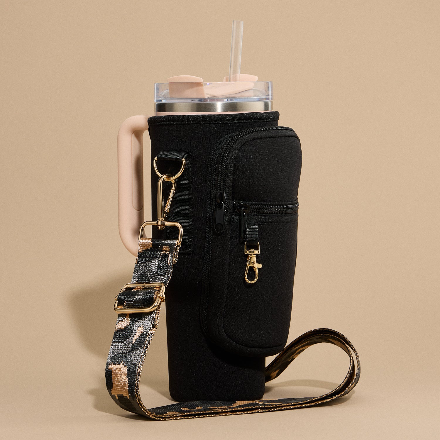Insulated Tumbler Carrier with Adjustable Strap