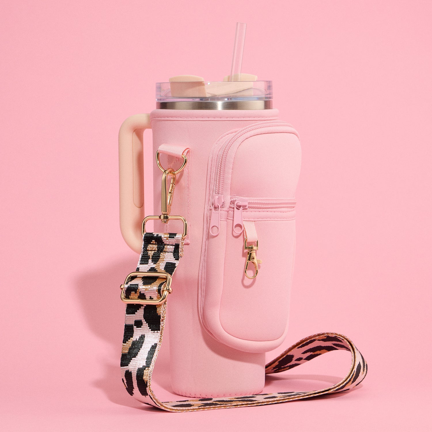 Insulated Tumbler Carrier with Adjustable Strap