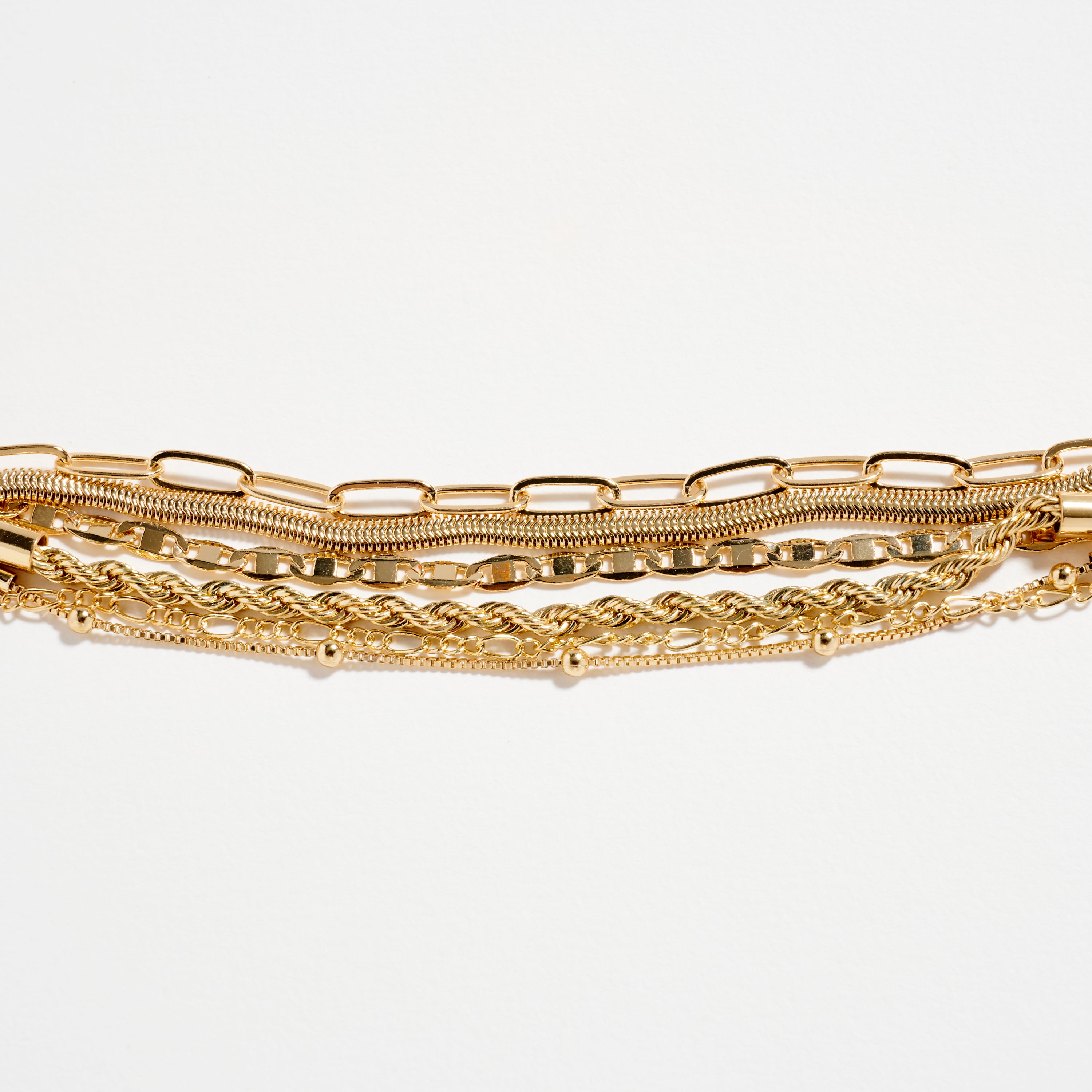 Multi-Layer Chain Bracelet Set – Adjustable Mixed Chain Styles