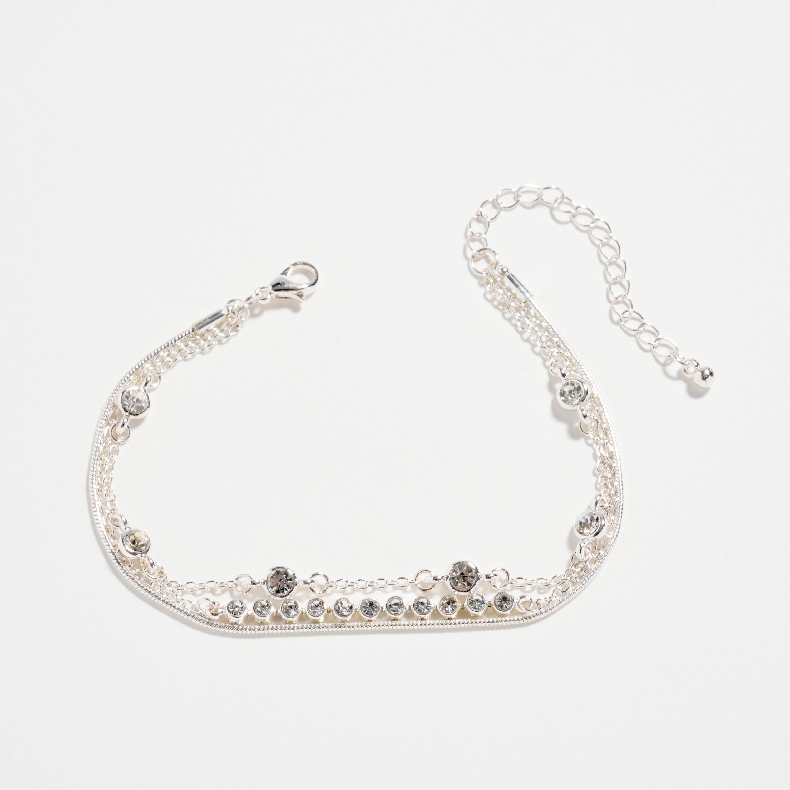 Gold-dipped Layered Crystal Bracelet Set | Multi-Chain Adjustable Dainty Bracelets