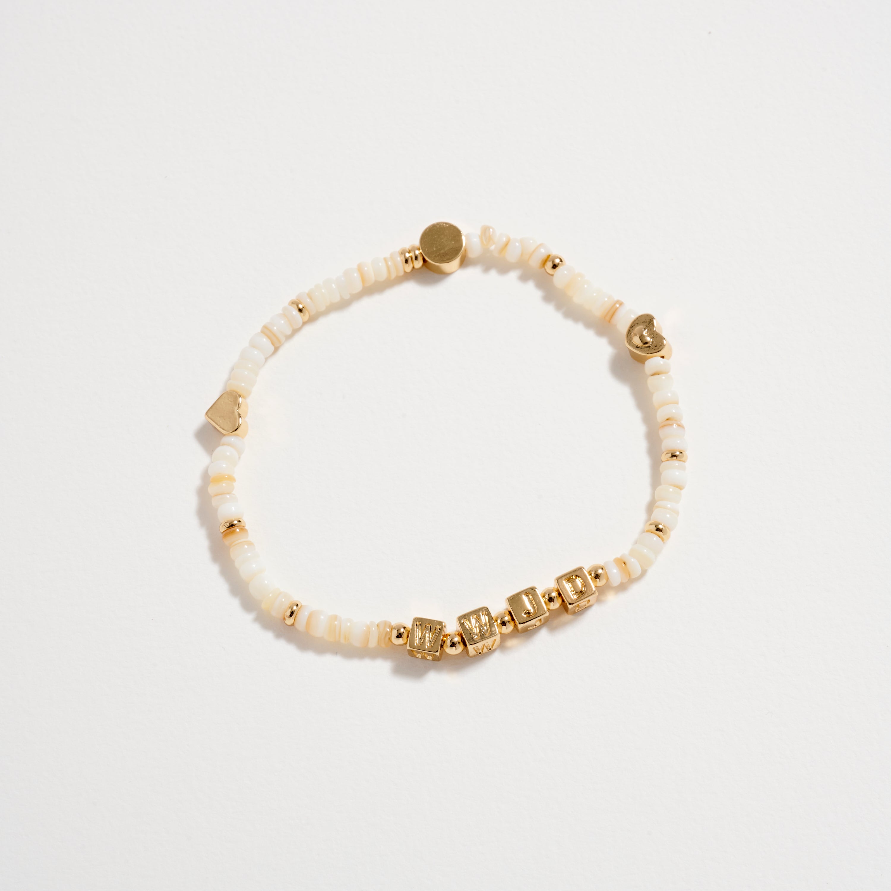 "WWJD" Beaded Stretch Bracelet | Pastel Rainbow & Gold Letter Bead Bracelet | Christian Jewelry Gift | What Would Jesus Do Bracelet