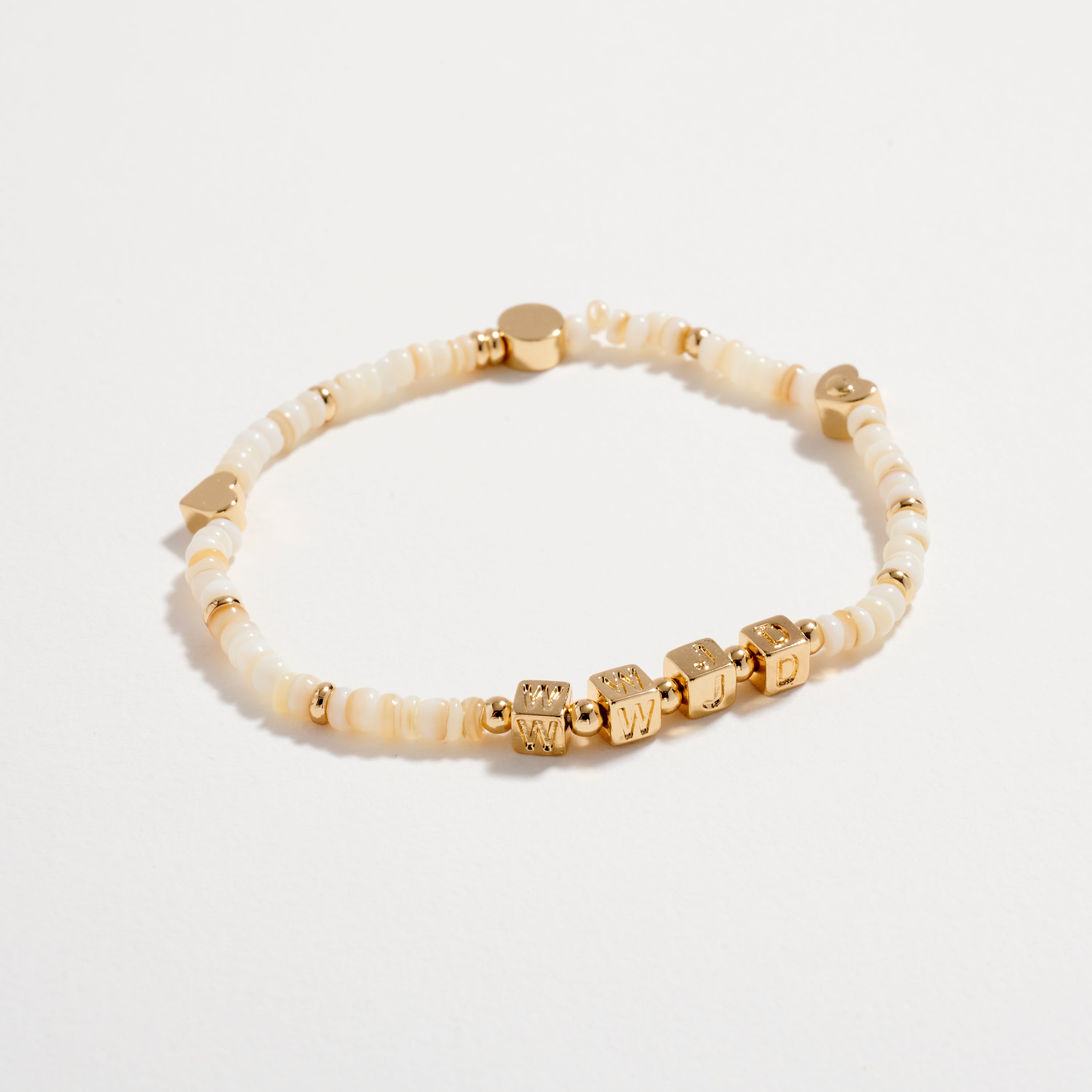 "WWJD" Beaded Stretch Bracelet | Pastel Rainbow & Gold Letter Bead Bracelet | Christian Jewelry Gift | What Would Jesus Do Bracelet