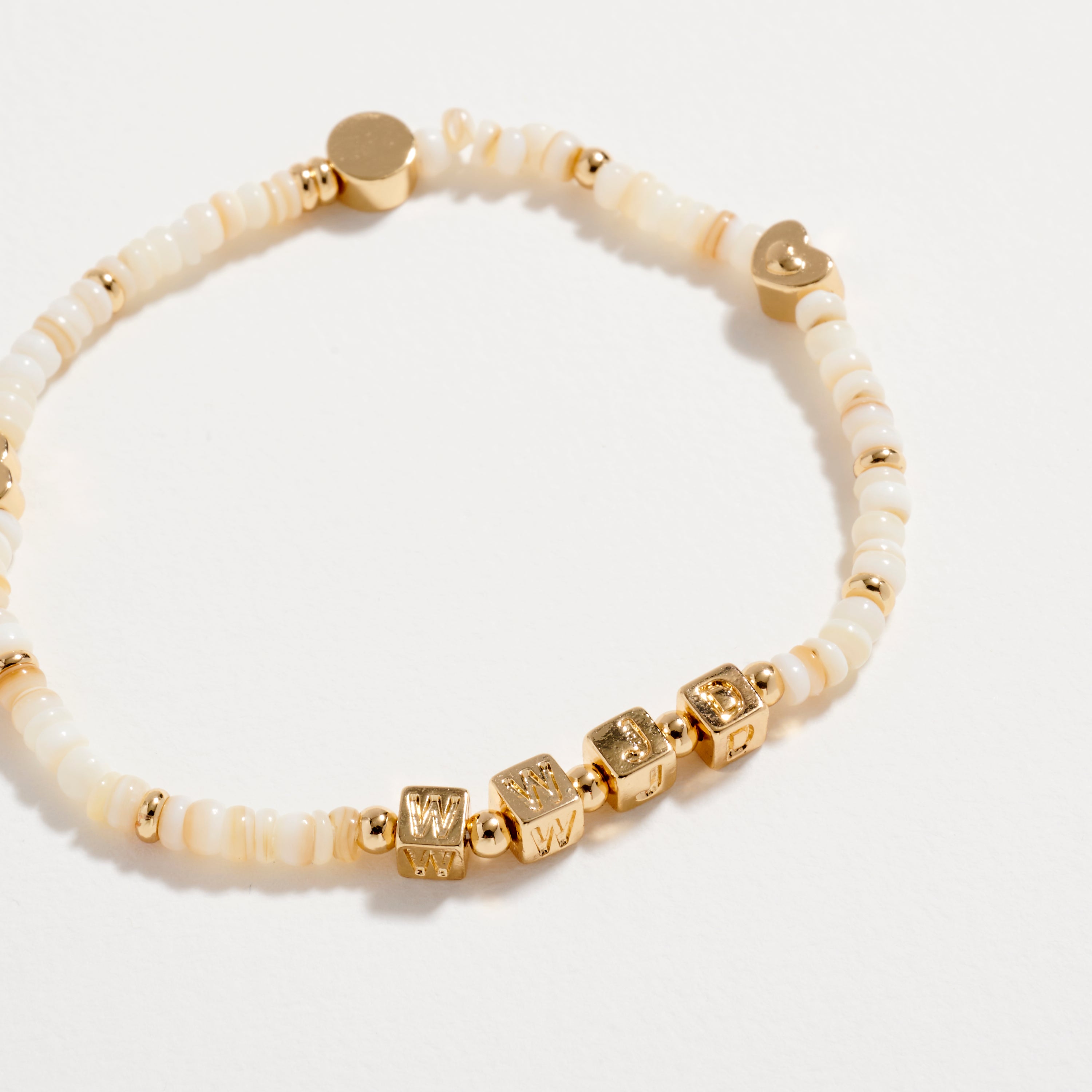 "WWJD" Beaded Stretch Bracelet | Pastel Rainbow & Gold Letter Bead Bracelet | Christian Jewelry Gift | What Would Jesus Do Bracelet