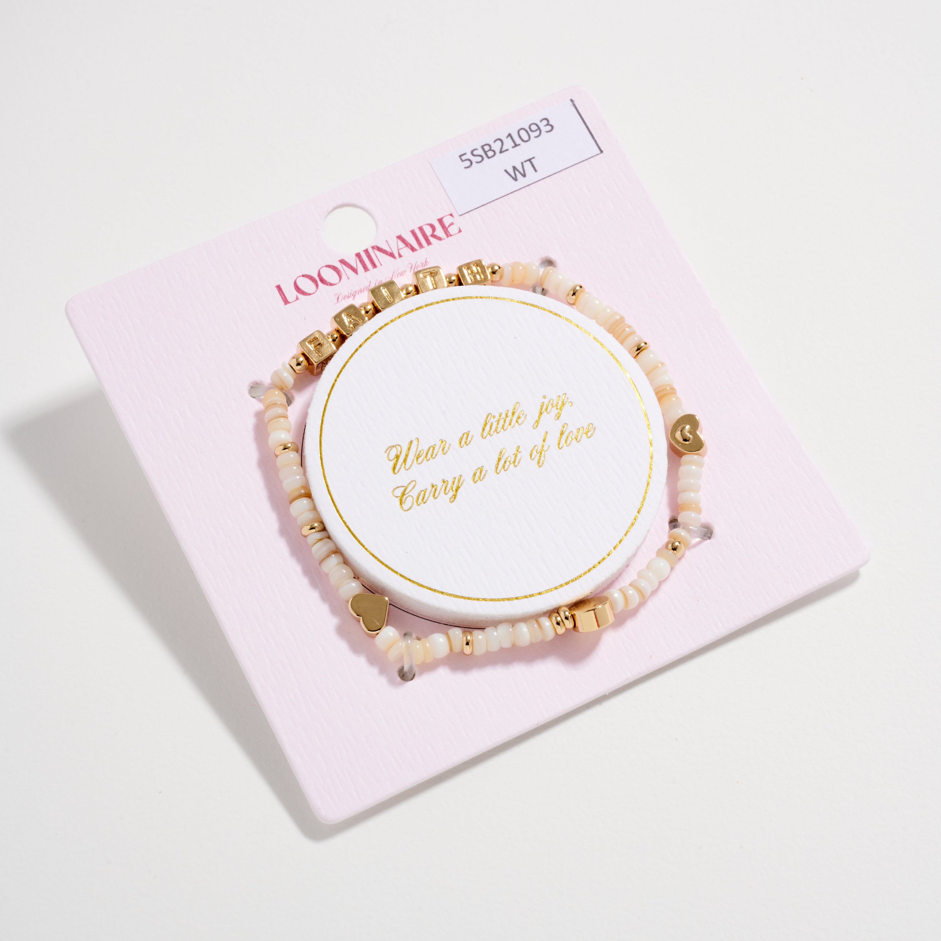 Beaded Stretch Bracelet with “FAITH” Letter Charms