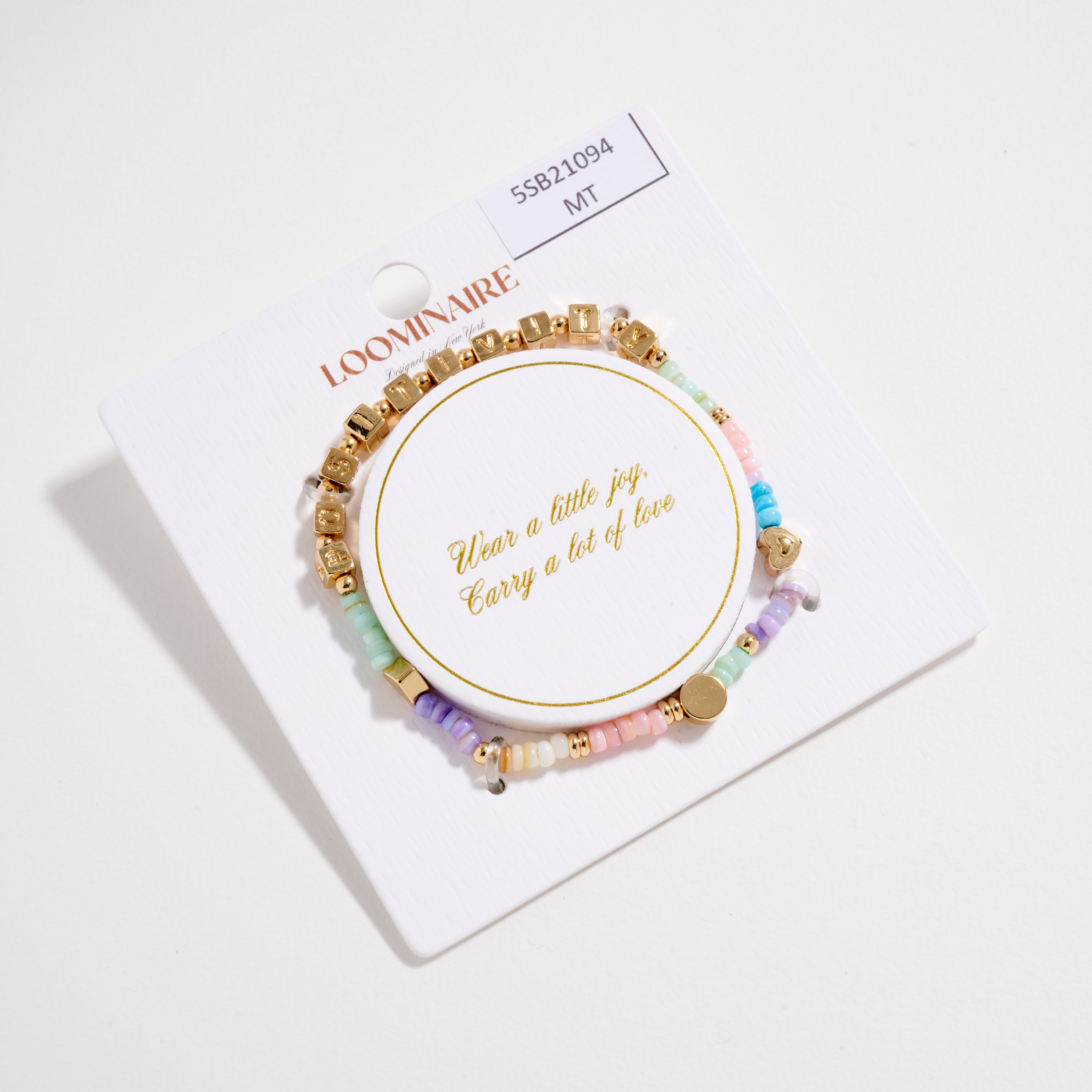 "POSITIVITY" Gold Letter Bead Bracelet | Gift Box