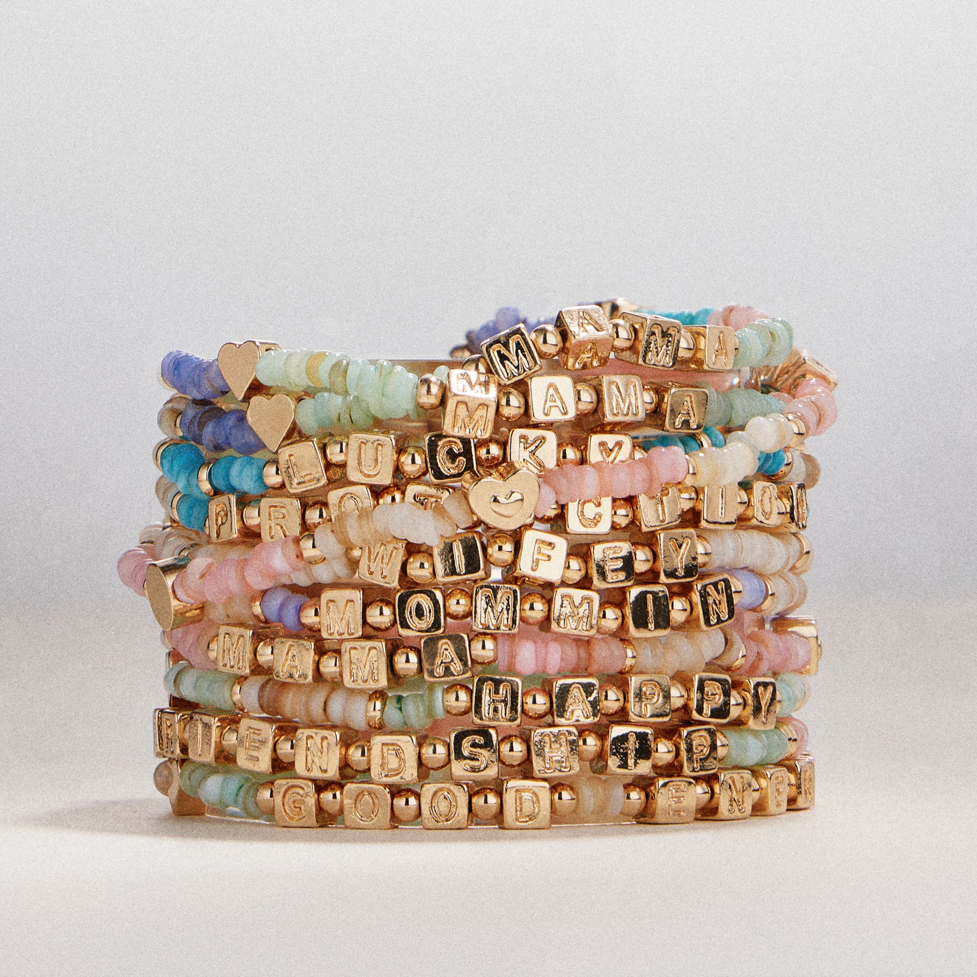 "WWJD" Beaded Stretch Bracelet | Pastel Rainbow & Gold Letter Bead Bracelet | Christian Jewelry Gift | What Would Jesus Do Bracelet