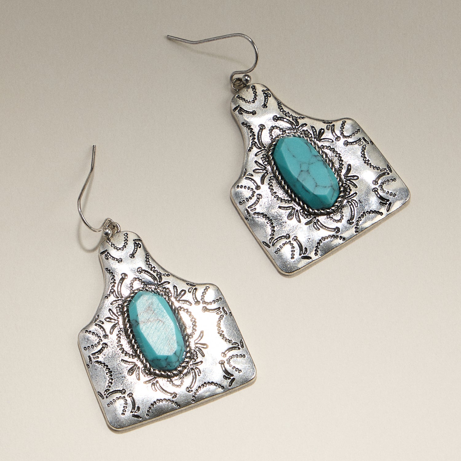 Etched Turquoise Dangle Earrings - Frem