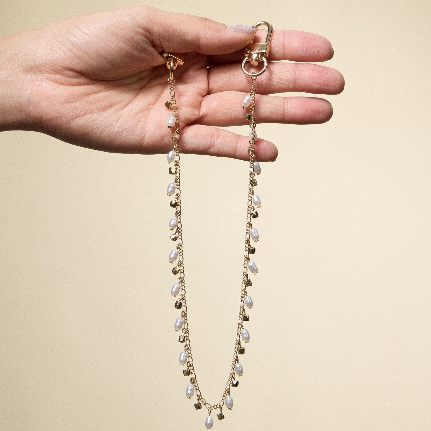 Gold Chain Pearl | Drop Bag Charm Strap