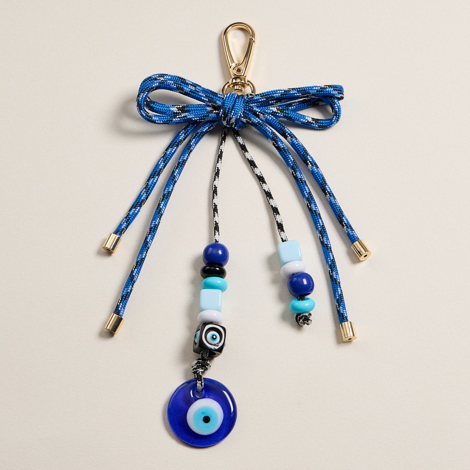 Blue Evil Eye Beaded Keychain Charm