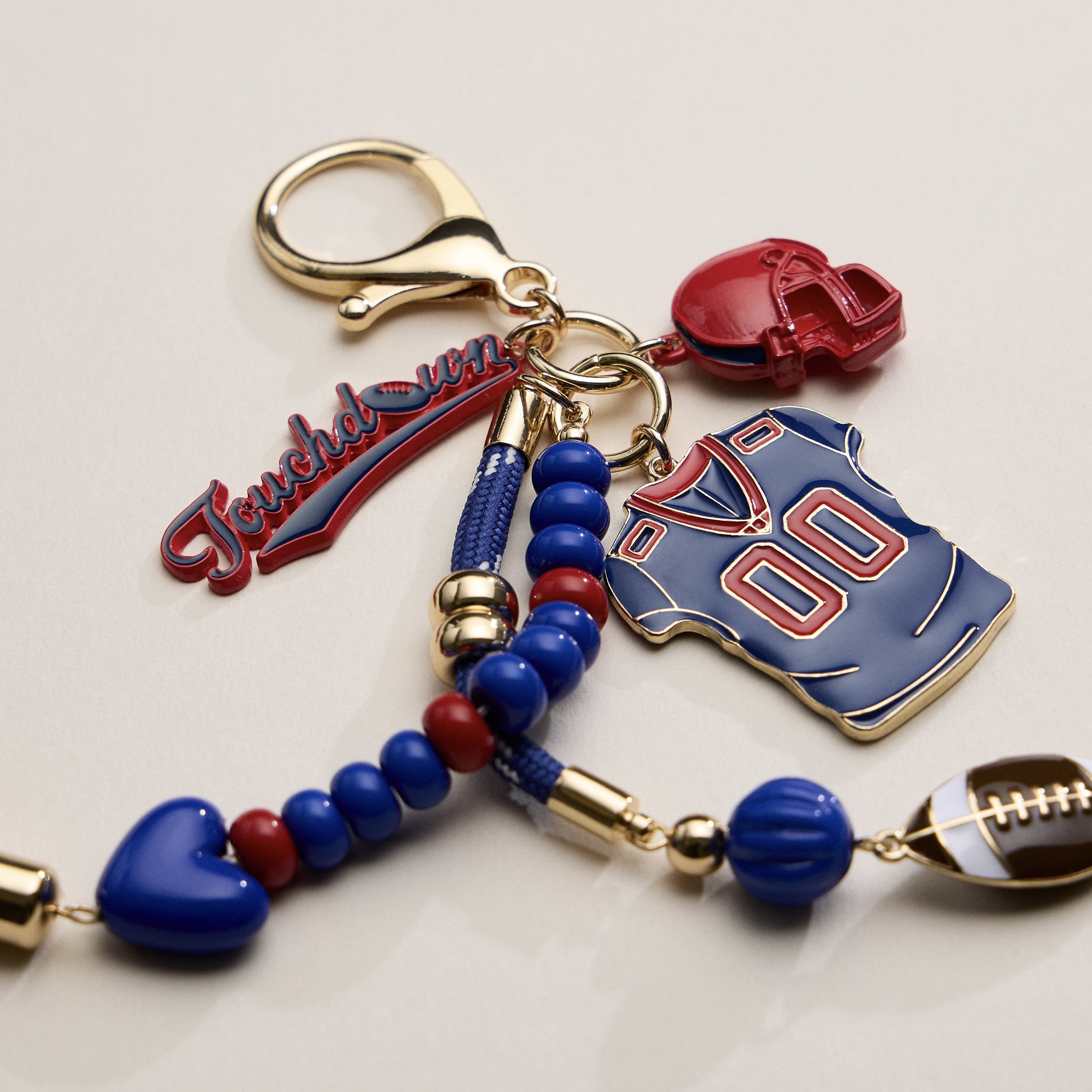 Gameday Football Keychain – Football Jersey, Helmet, Touchdown Charm & Tassel Bag Accessory - Frem
