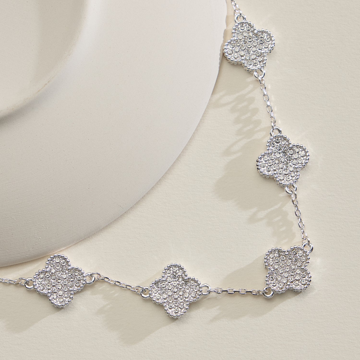 Gold Station Necklace with Pavé Crystal Charms