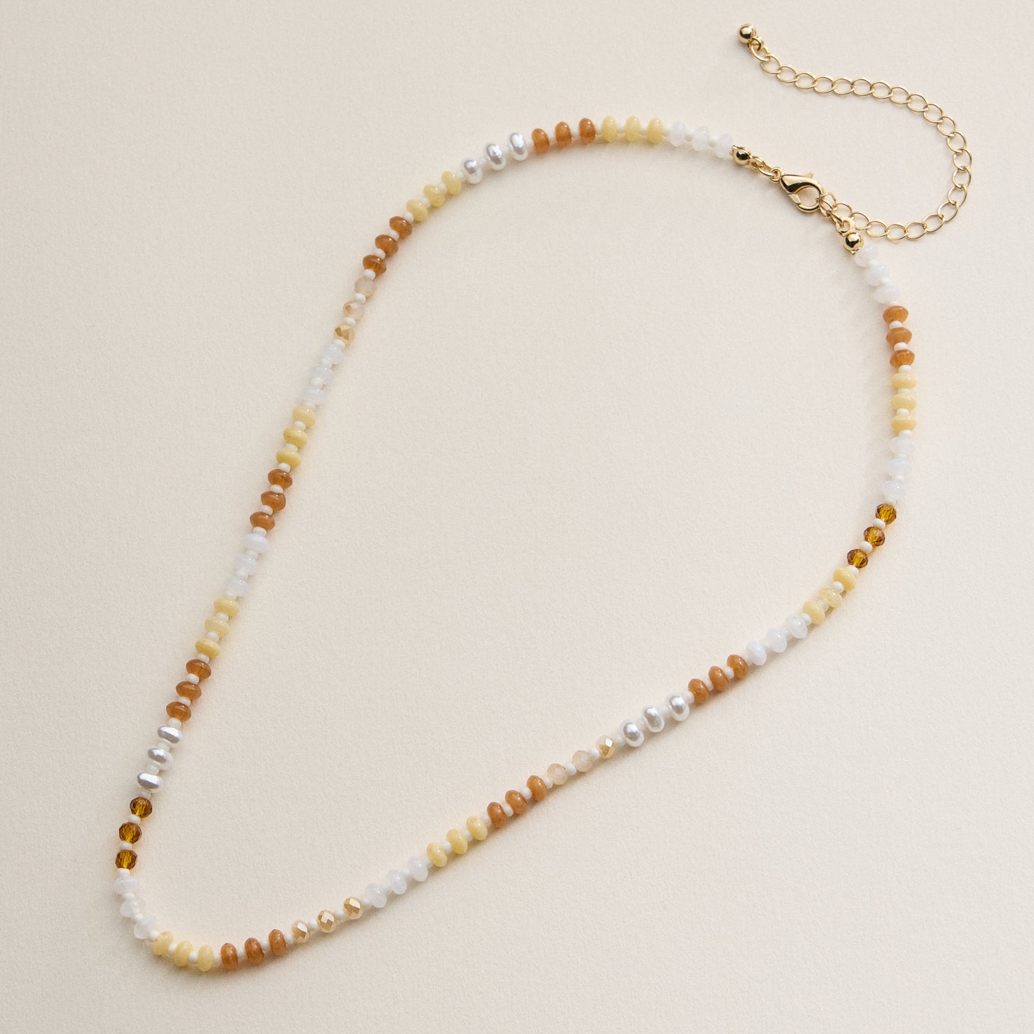Faceted Glass Beaded Necklace with Gold Clasp - Frem