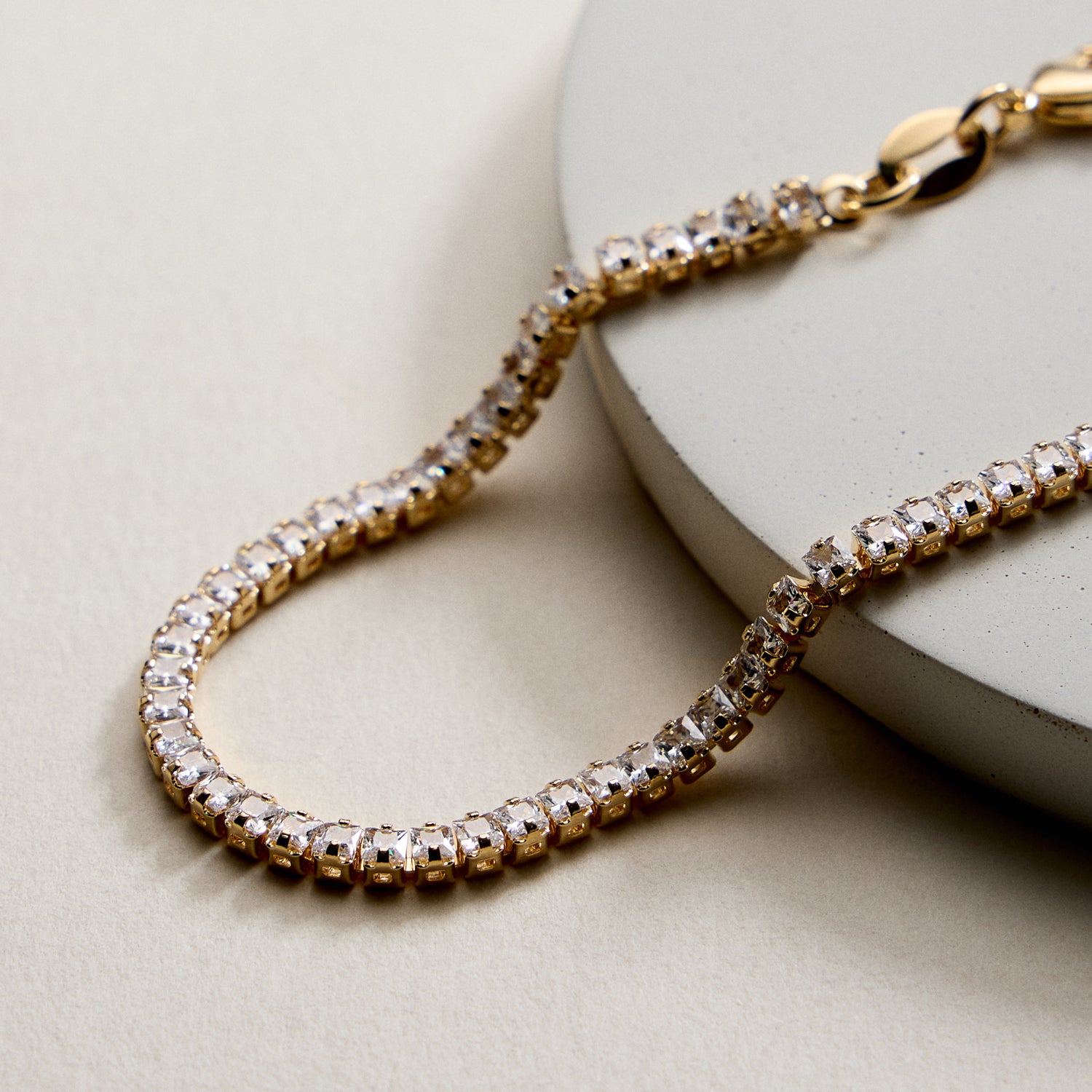 Gold Filled Tennis Bracelet with Round CZ Stones