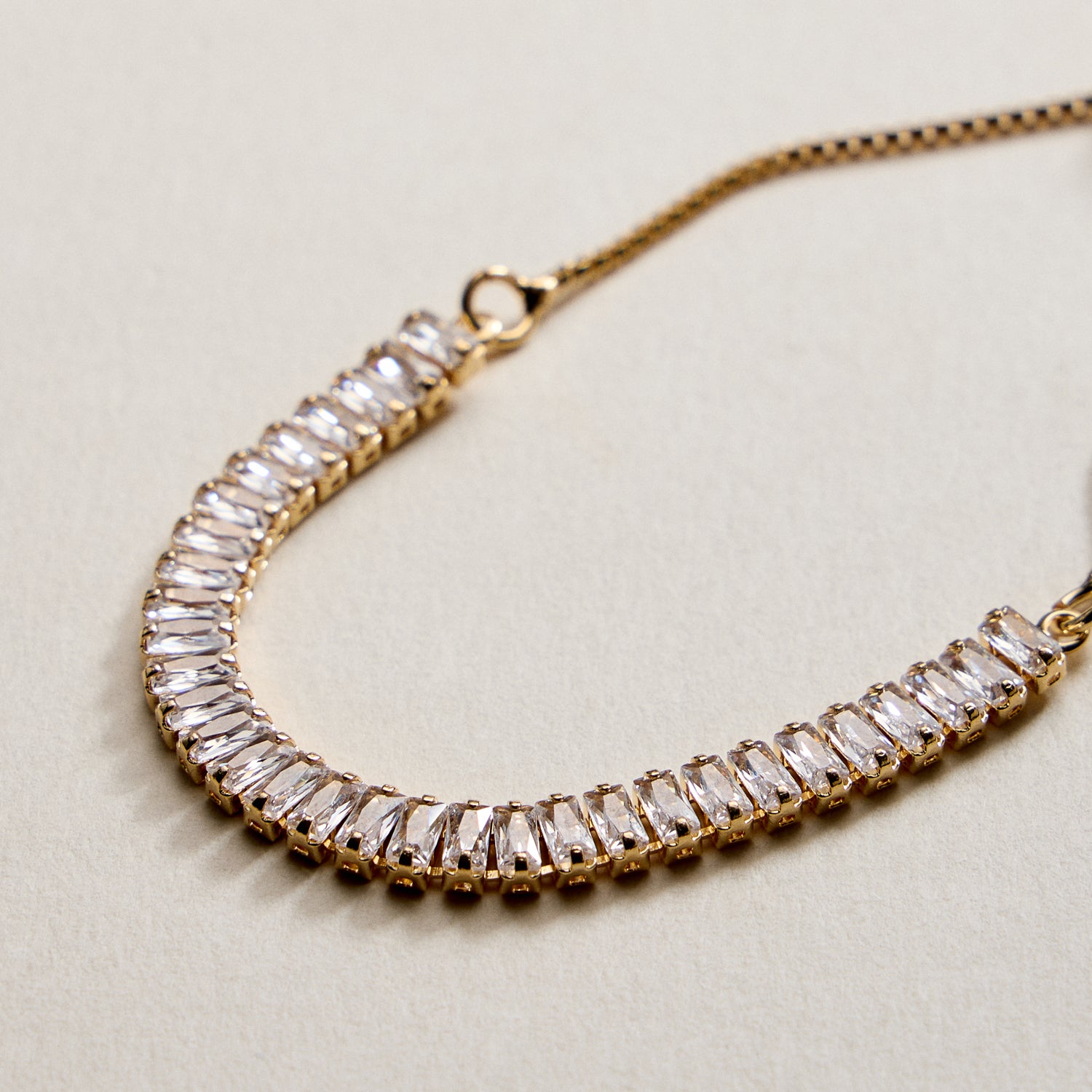 Gold Filled Baguette CZ Adjustable Bracelet