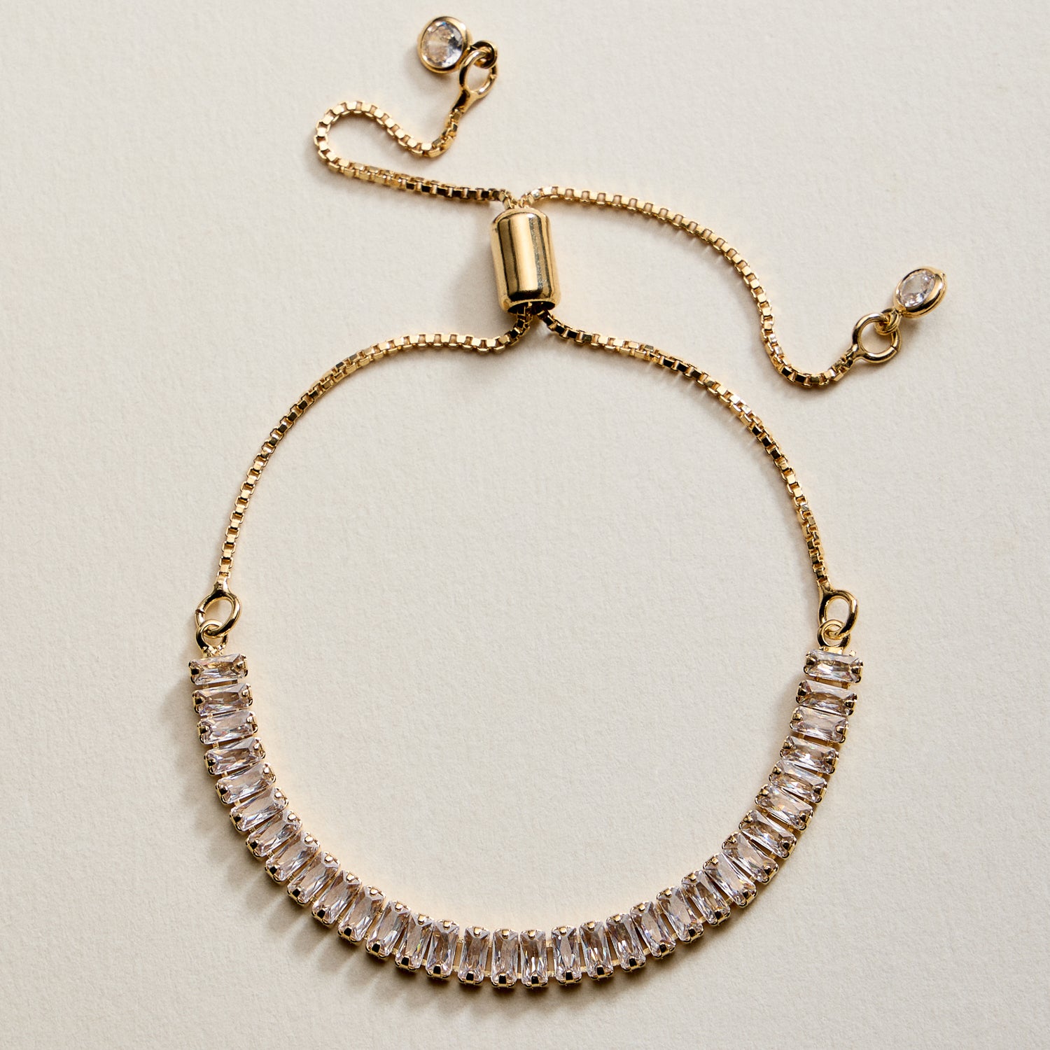 Gold Filled Baguette CZ Adjustable Bracelet