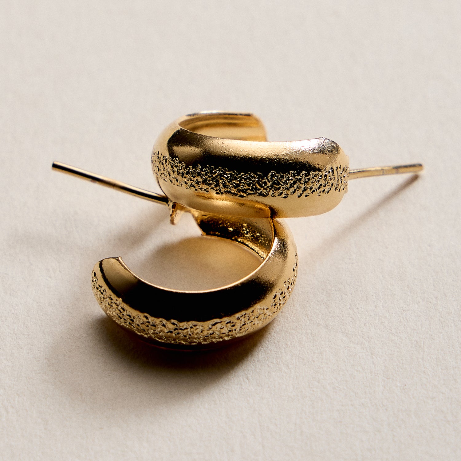 Gold Filled Textured Hoop Earrings – Small Chunky Hoops