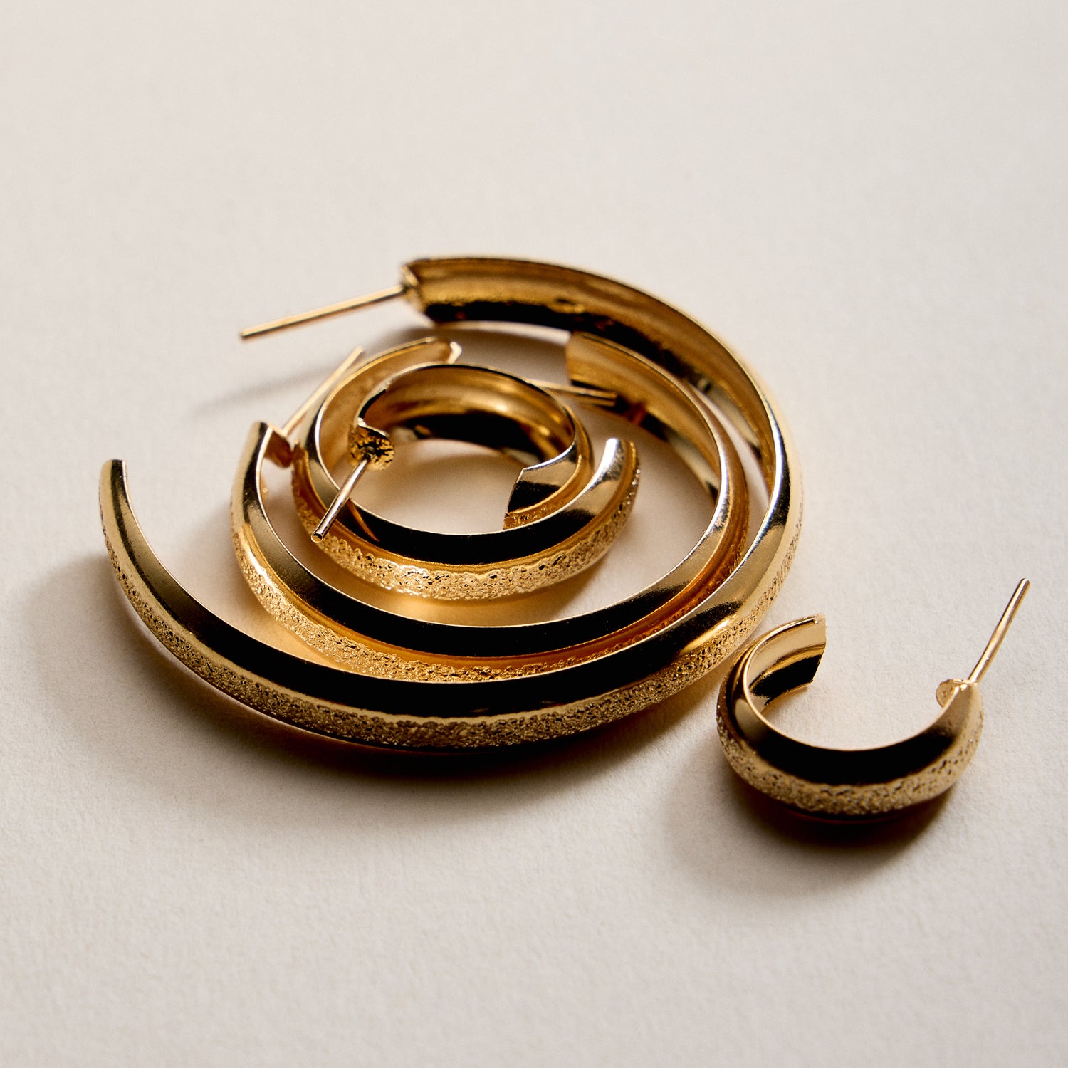 Gold Filled Textured Hoop Earrings – Sleek Open Hoops