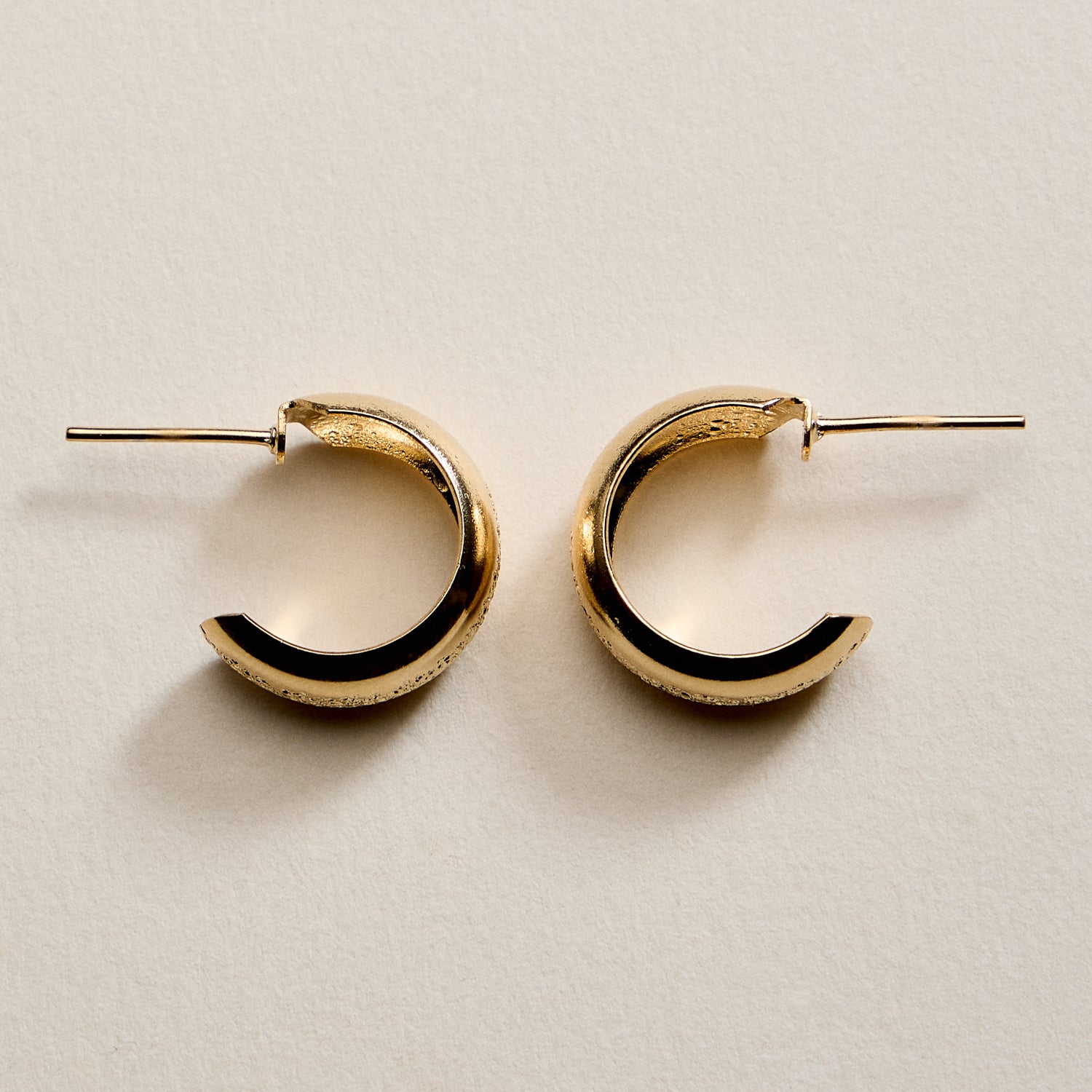Gold Filled Textured Hoop Earrings – Small Chunky Hoops