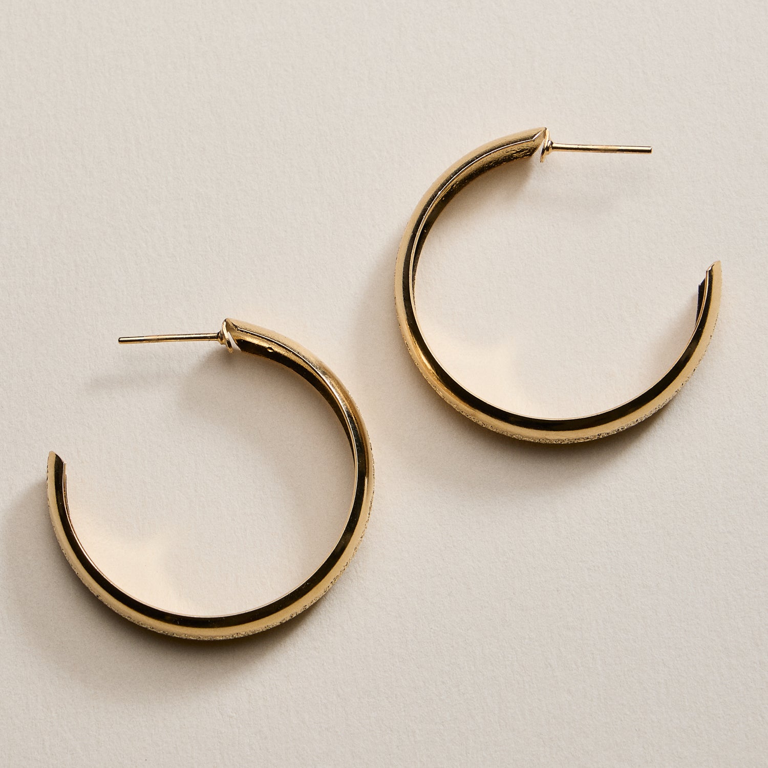 Gold Filled Smooth Textured Hoop Earrings – Classic Medium Hoops