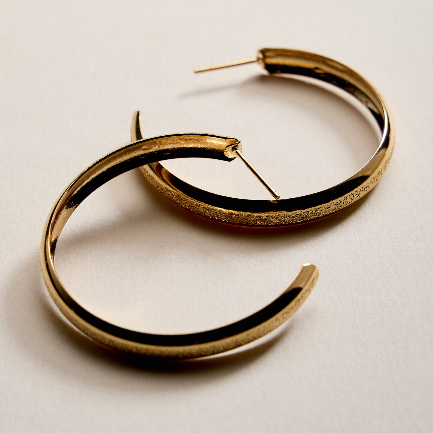 Gold Filled Textured Hoop Earrings – Sleek Open Hoops