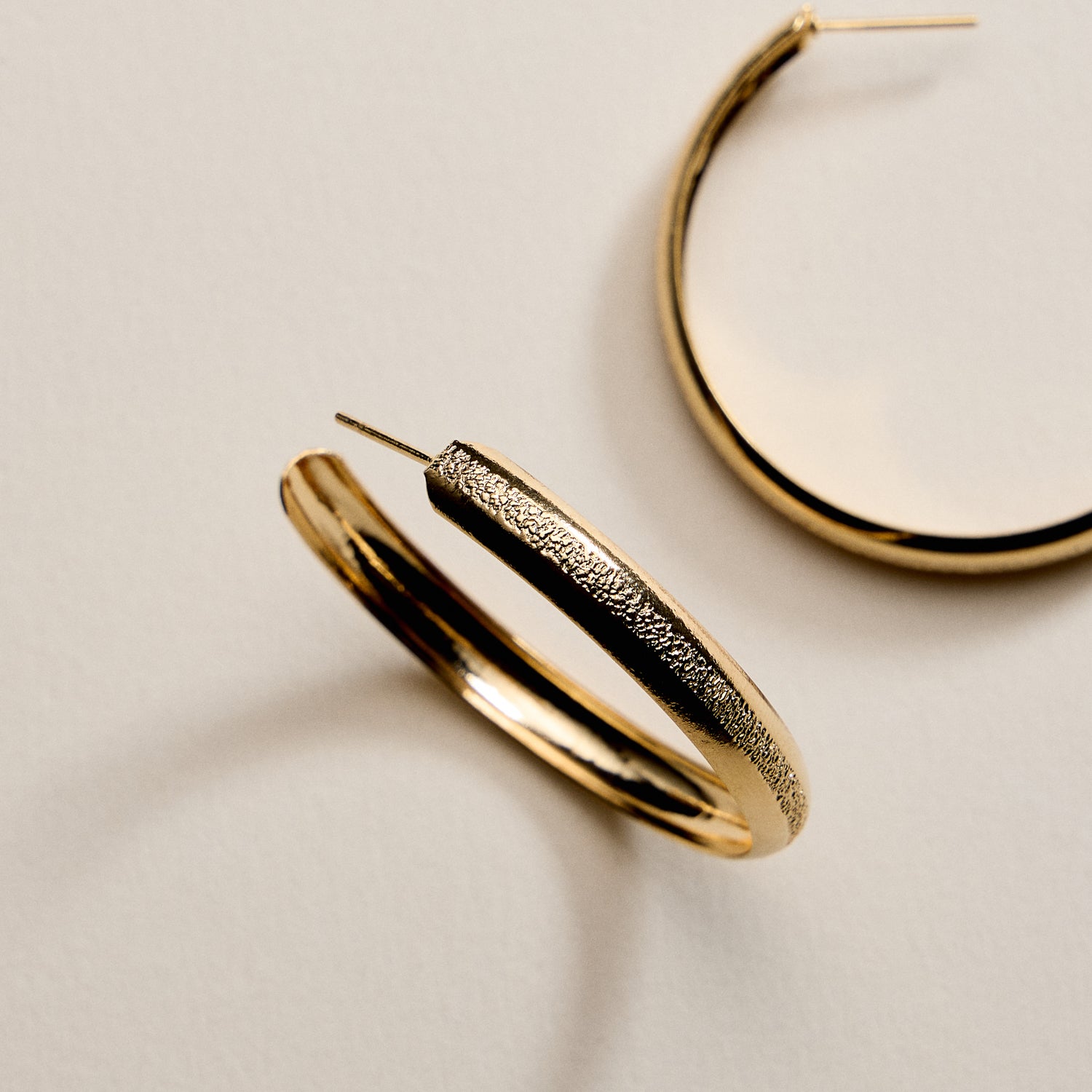 Gold Filled Textured Hoop Earrings – Sleek Open Hoops