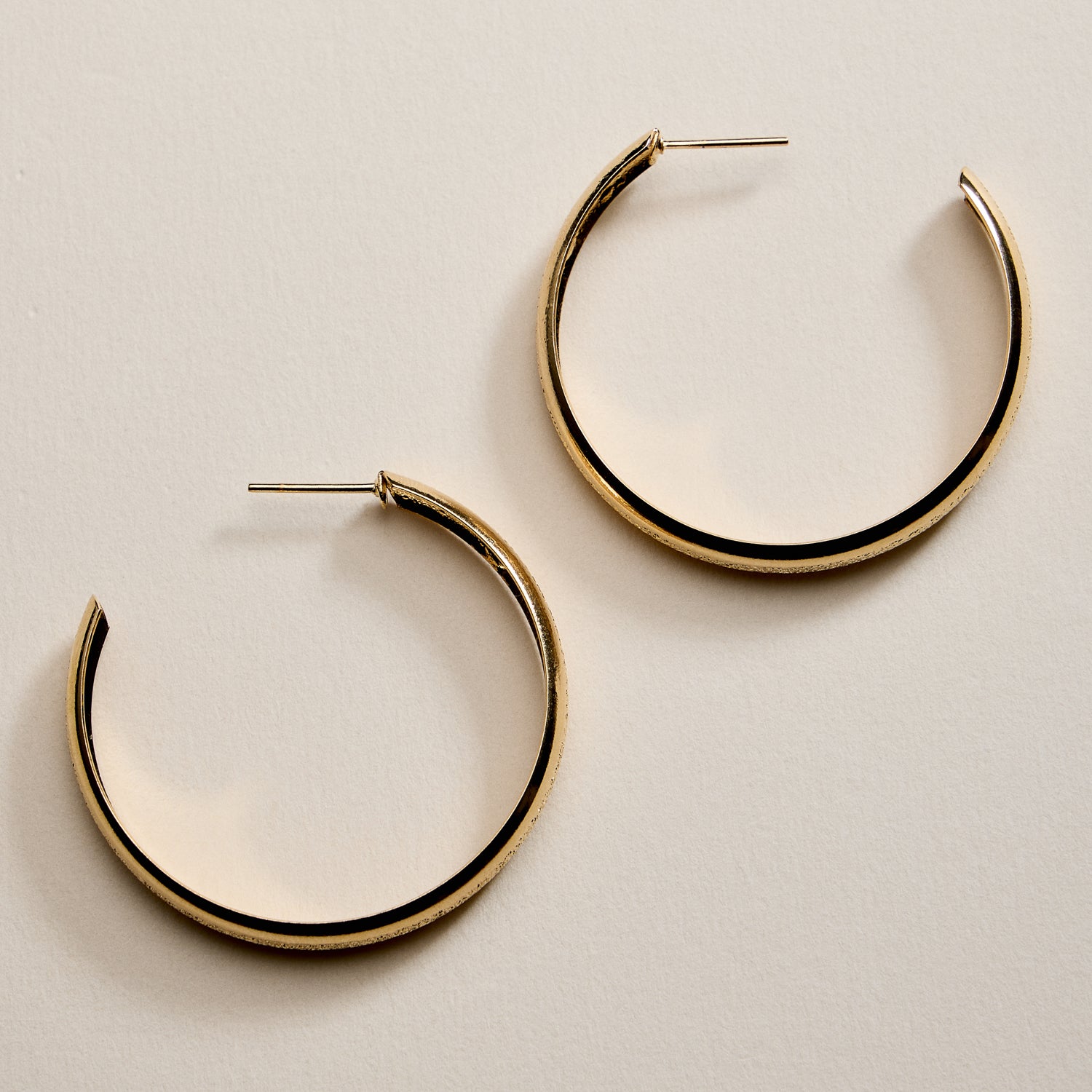 Gold Filled Textured Hoop Earrings – Sleek Open Hoops