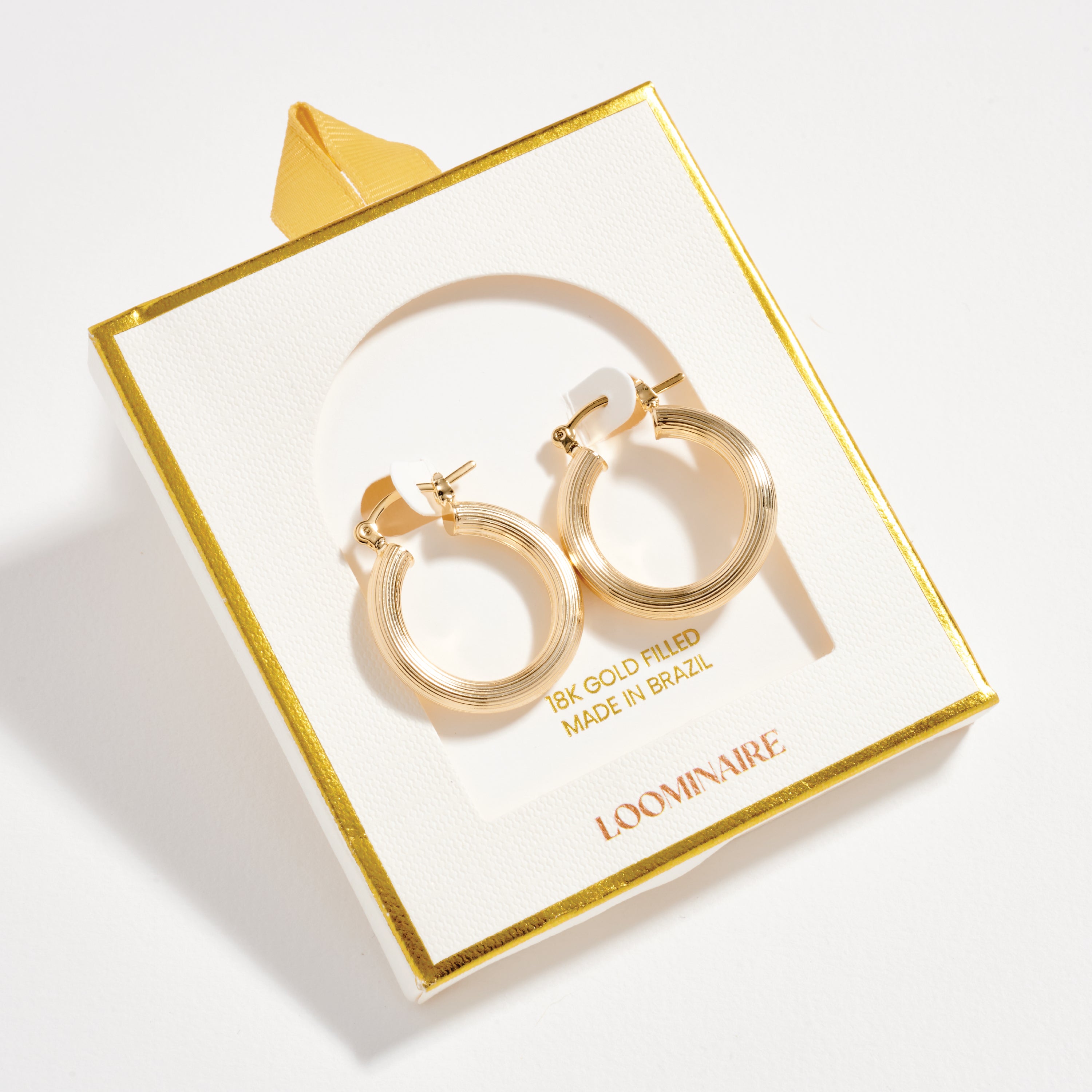Gold Filled Ribbed Hoop Earrings