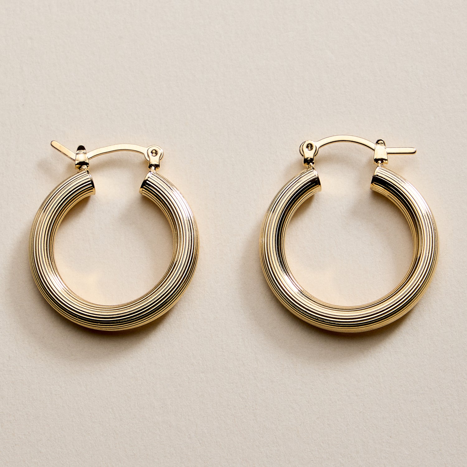 Gold Filled Ribbed Hoop Earrings