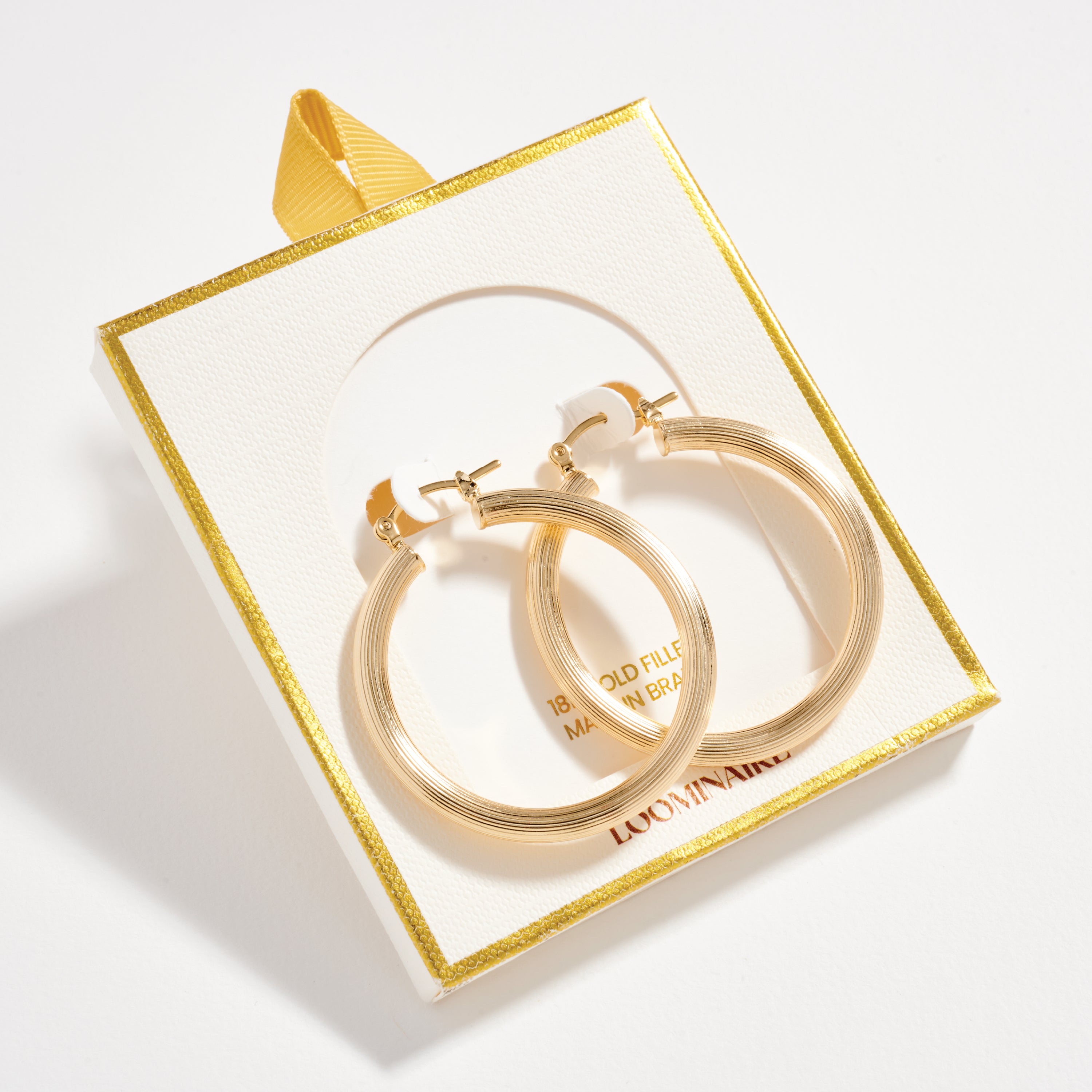 Gold Filled Ribbed Hoop Earrings – Large Statement Hoops