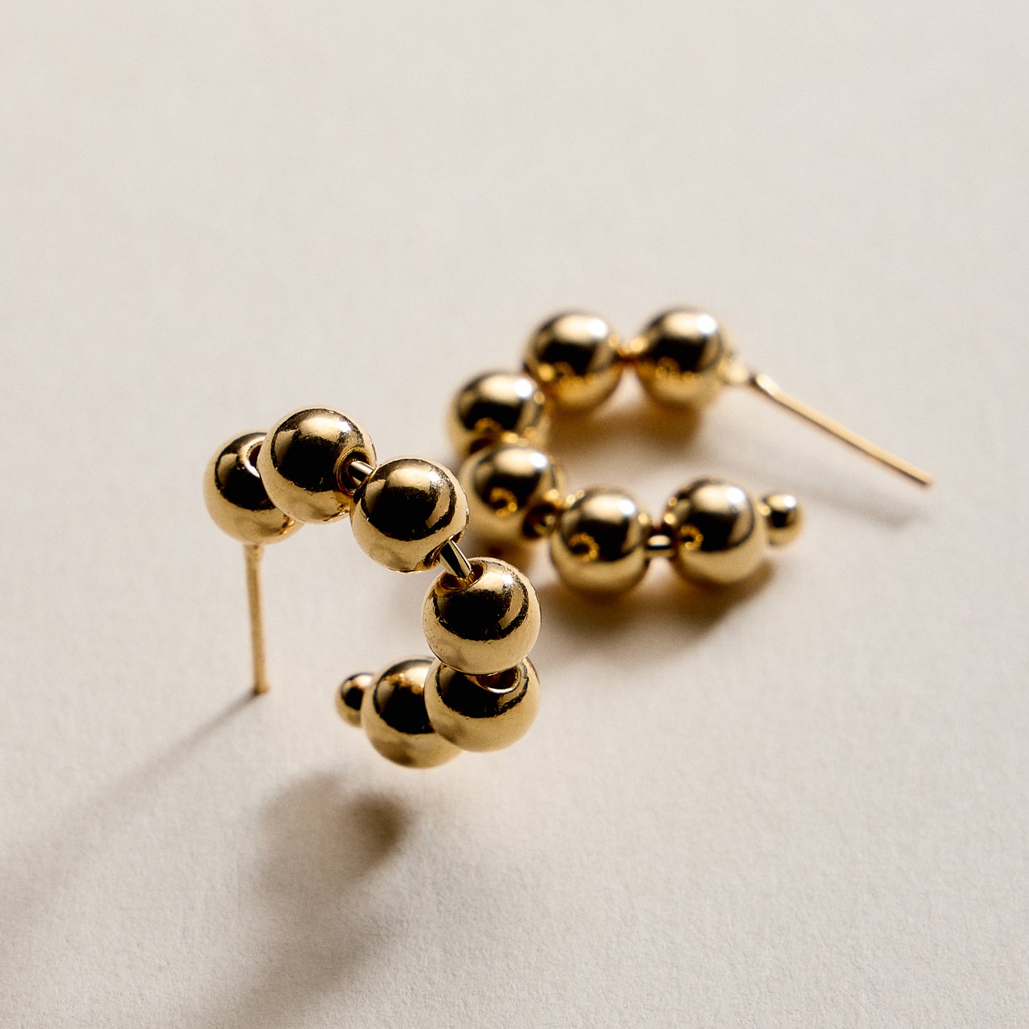 Gold Filled Beaded Hoop Earrings | 20mm, 30mm, 40mm